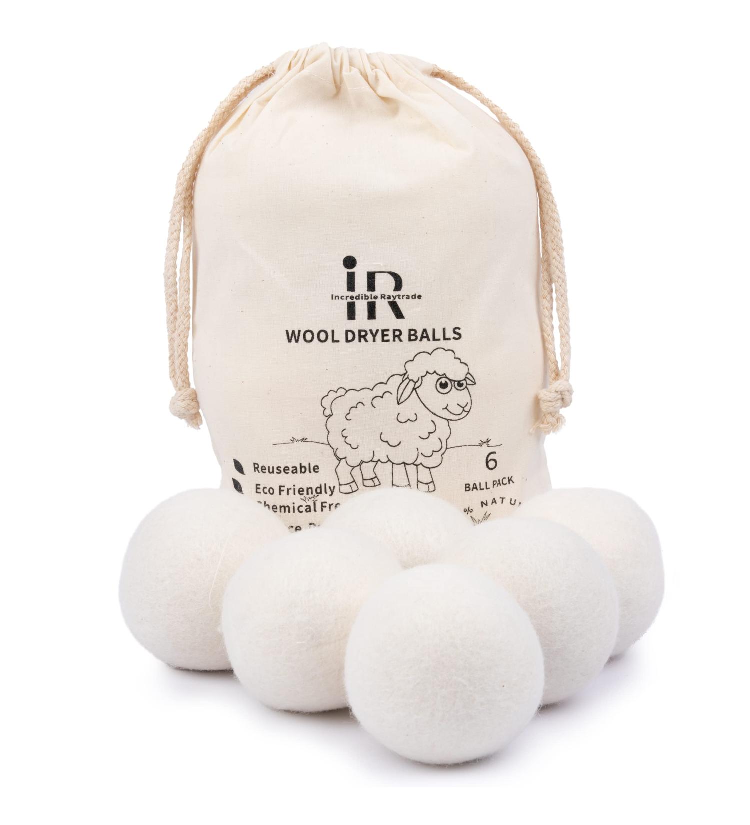 RAYTRADE 100% Organic New Zealand Wool Dryer Balls - 6 Pack | Reduce Wrinkles & Save Drying Time | Natural Fabric Softener | Reusable | Stocking Stuffer Gift - Buy Online on GoSupps.com
