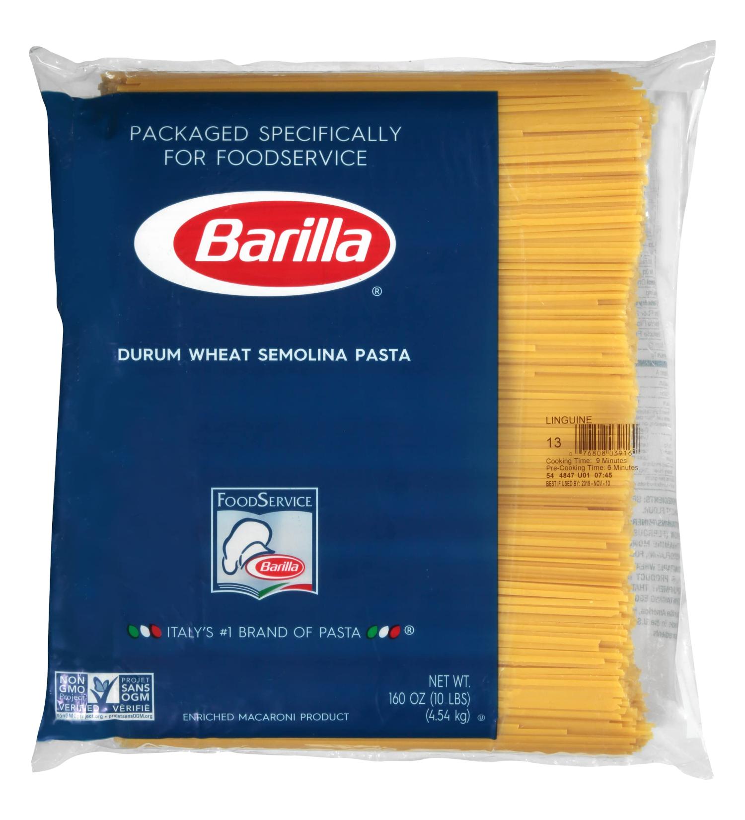 Barilla Linguine Pasta 160 oz. Bag - Non-GMO Durum Wheat Semolina - Italy's #1 Pasta Brand - Kosher Certified - Buy Online on GoSupps.com