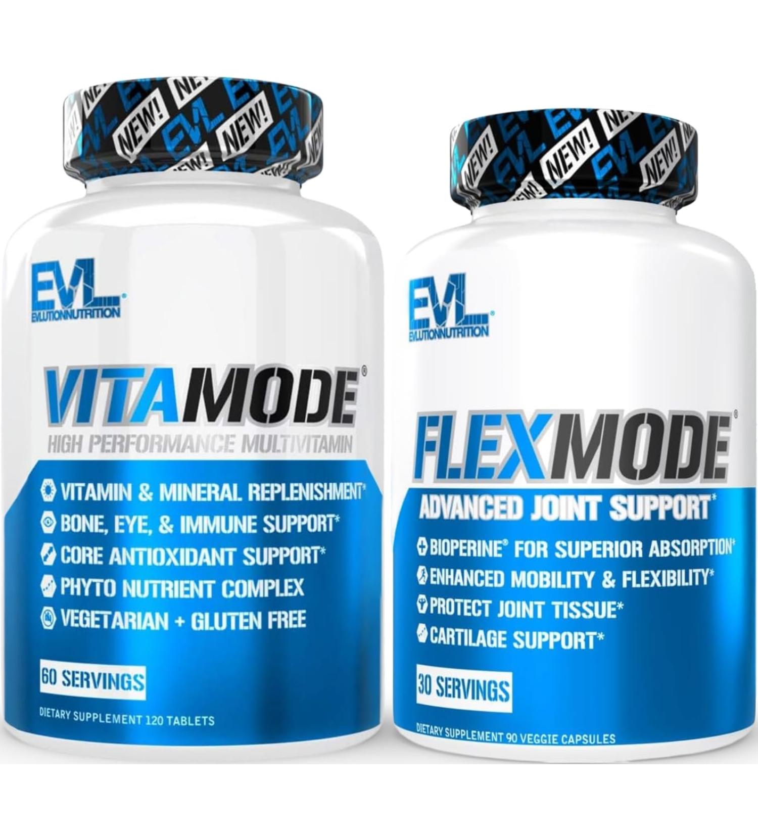 FLEXMODE Joint Supplement with Glucosamine Chondroitin MSM (30 Servings) Plus Advanced Daily Multivitamin for Men with Essential Vitamins Minerals & Phytonutrient Complex (60 Servings) - Buy Online on GoSupps.com