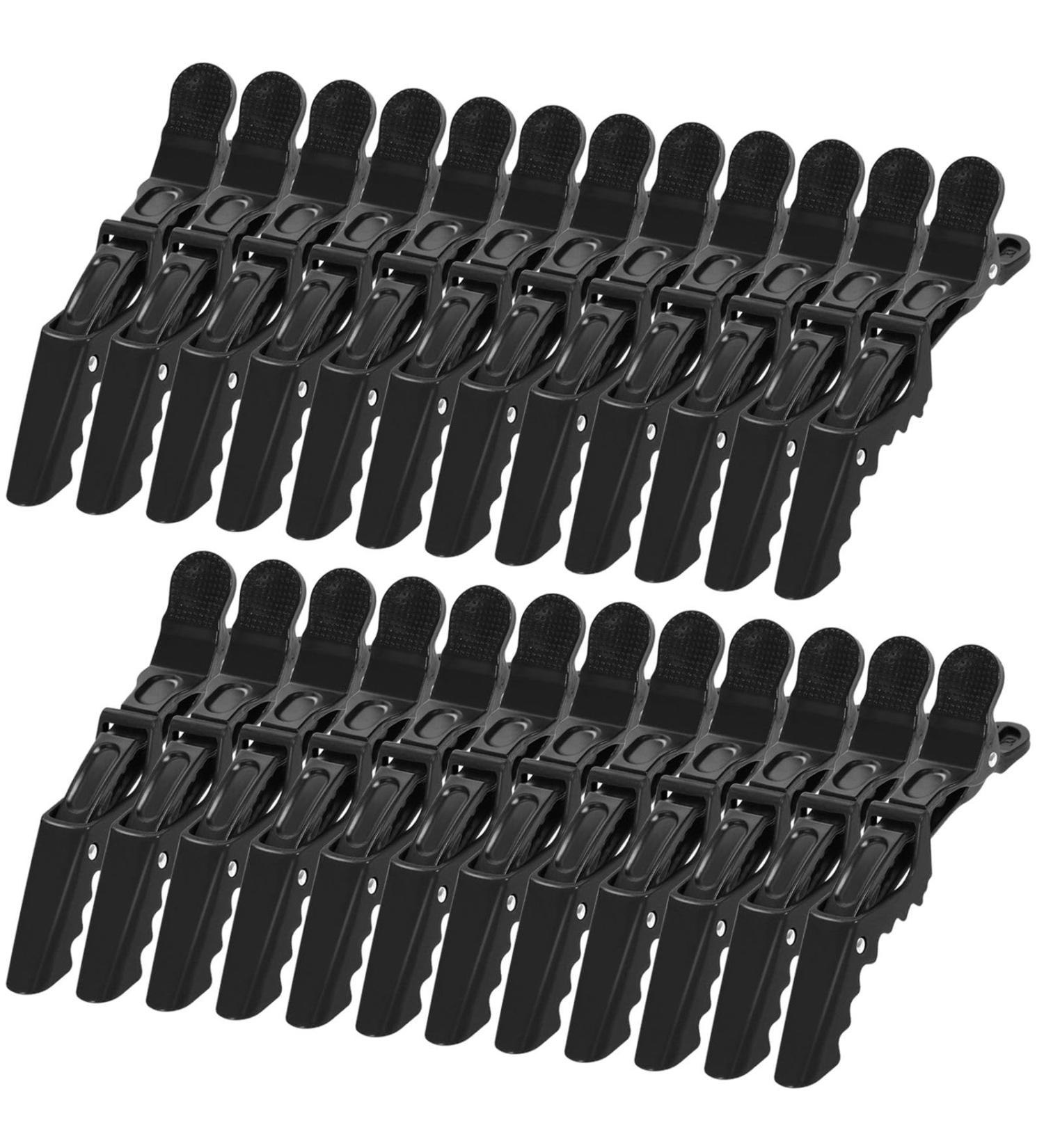24 Compartment Hair Clamps - Professional Plastic Crocodile Clips for Hairdressers | Haircut Stencils & Accessories (Black) - Buy Online on GoSupps.com