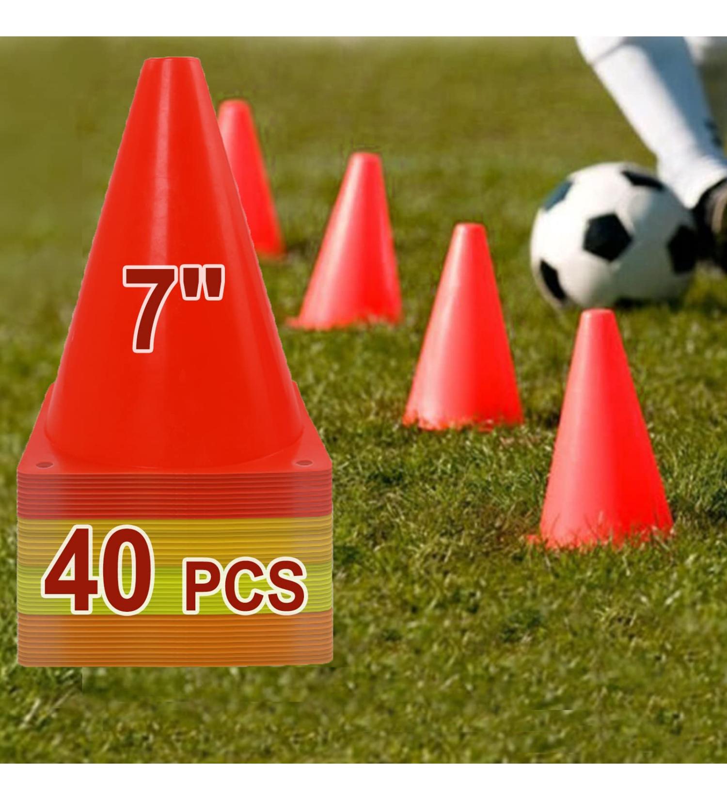 DUNCHATY 40 PCS 7 Inch Plastic Soccer Cones for Agility Training - 4 Colors 40Pack Sports Cones - Buy Online on GoSupps.com