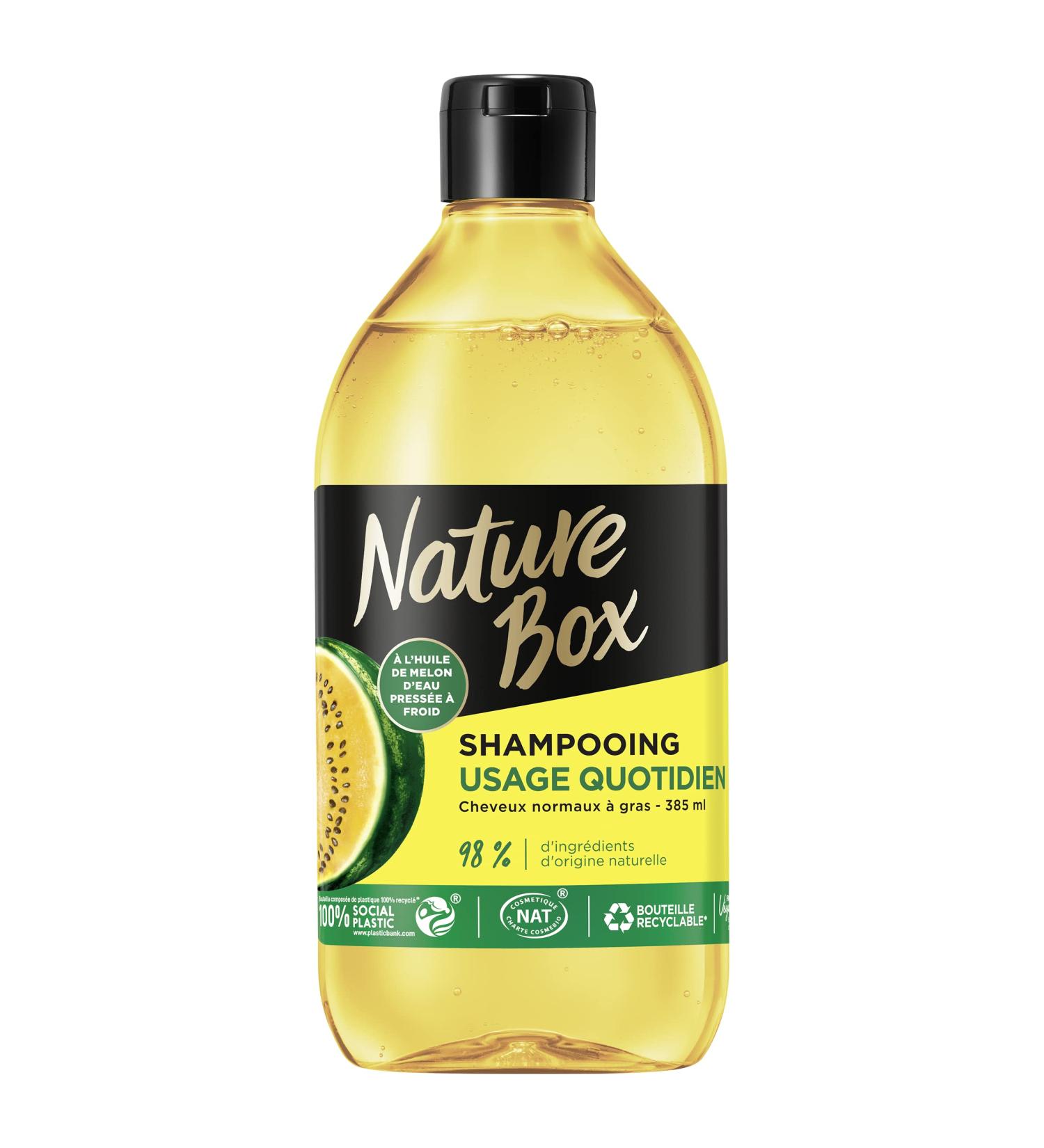 Nature Box Daily Use Shampoo for Normal to Oily Hair Vegan Shampoo with Cold Pressed Watermelon Oil 98% Natural Ingredients 385 ml