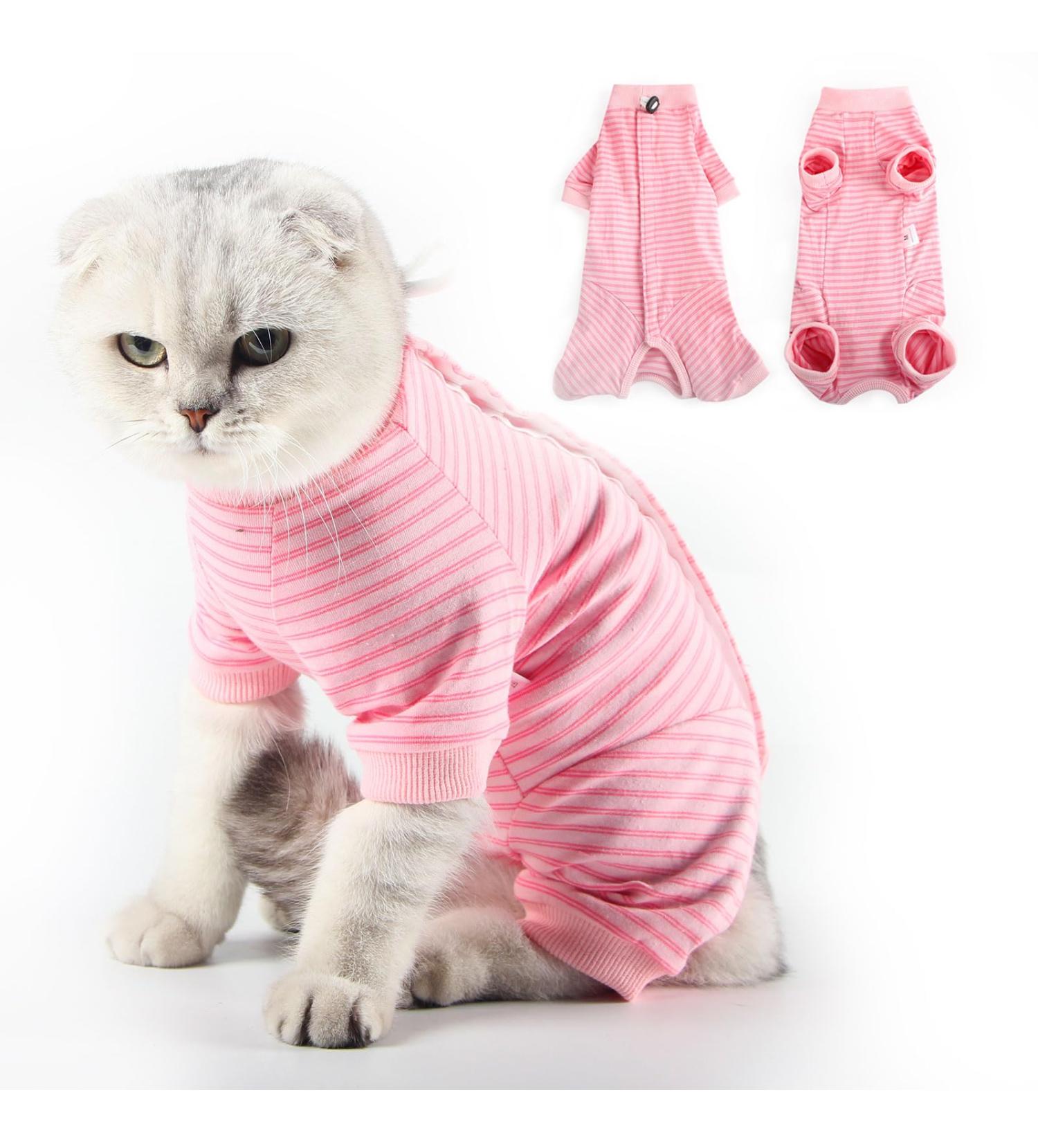Shop Lianzimau Katzenbody for Post-Op Cats | Long-Sleeved Catwear & E-Collar Alternative - Pink Streaked (M 1 Pack) - International Shipping Available - Buy Online on GoSupps.com