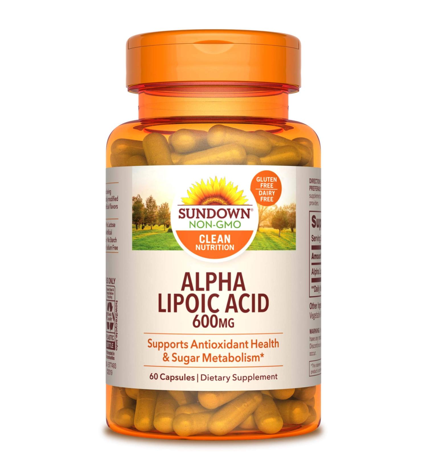Sundown Naturals Alpha Lipoic Acid 600mg - 60 Capsules | Antioxidant Support - Buy Online on GoSupps.com