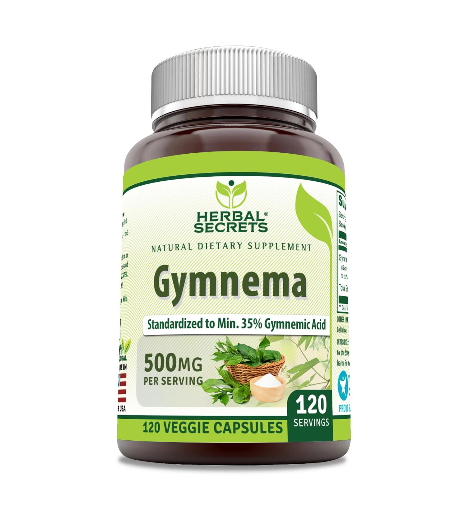 Herbal Secrets Gymnema Supplement | 500 Mg Per Serving | 120 Veggie Capsules | Non-GMO | Gluten Free | Made in USA