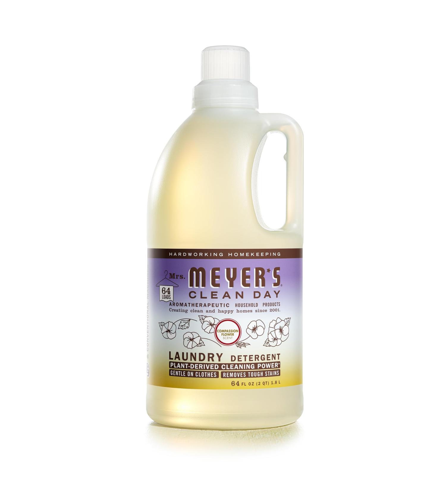 MRS. MEYER'S CLEAN DAY Liquid Laundry Detergent - Biodegradable Essential Oils Compassion Flower 64 oz - Eco-Friendly 64 Loads - Buy Online on GoSupps.com