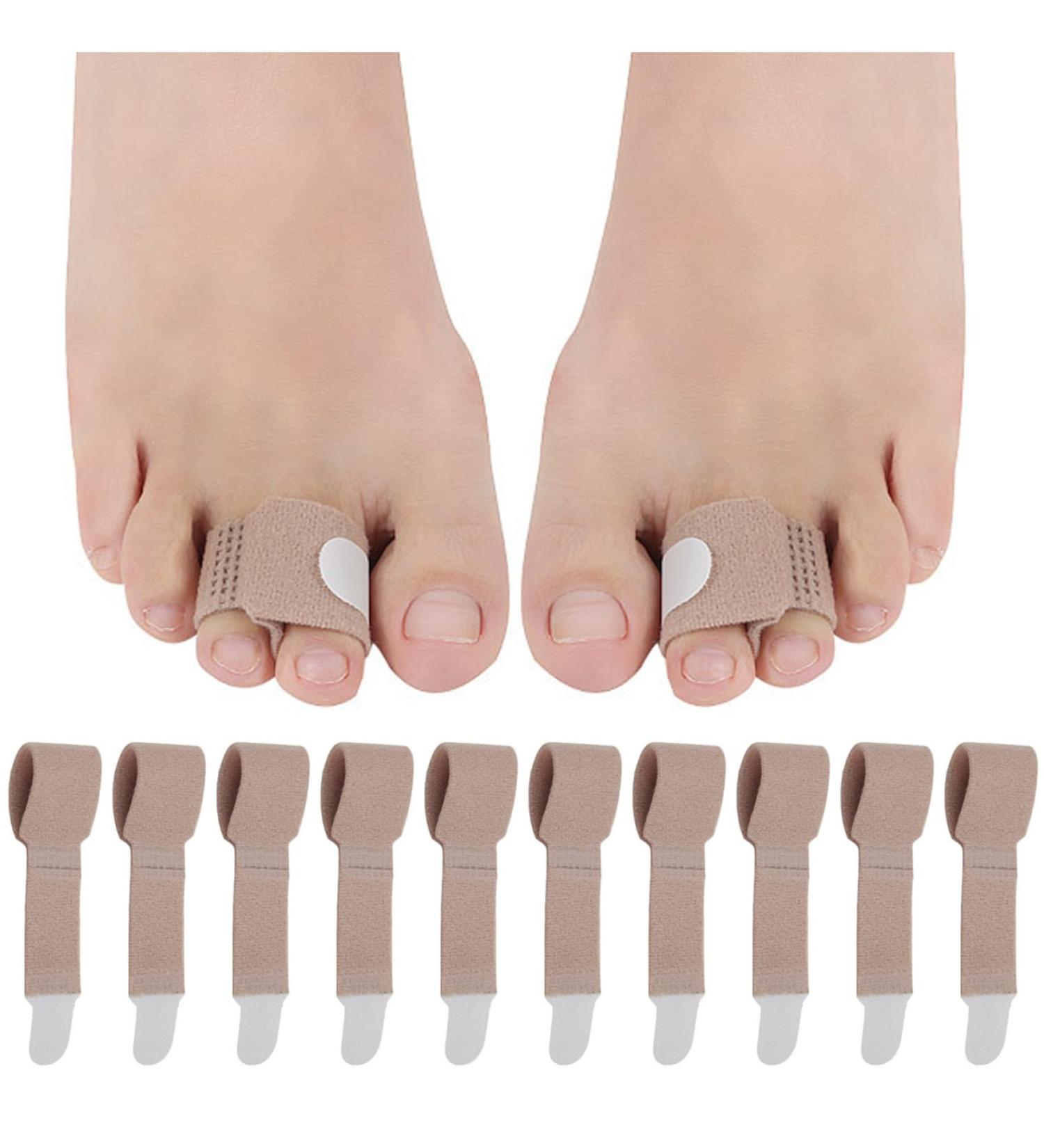10PCS Toe Splints - Skin-Friendly Hammer Toe Straightener & Finger Corrector | Breathable Fasten Tape Design for Overlapping Bent & Crooked Toes - Perfect for Women - Buy Online on GoSupps.com