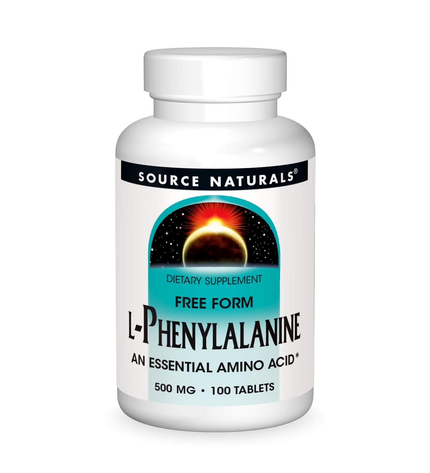 Source Naturals L-Phenylalanine 500 mg - 100 Tablets | Natural Mood & Energy Support - Buy Online on GoSupps.com
