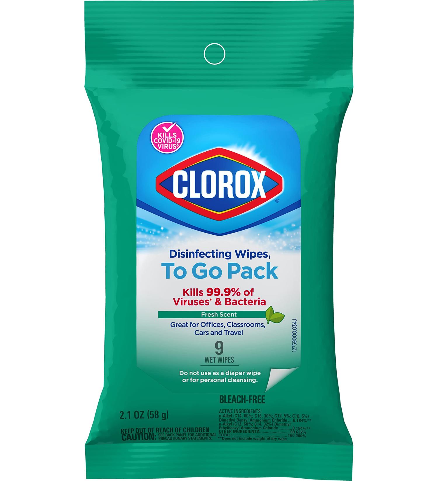 Clorox Disinfecting Wipes, 9 Wipes/Pack (Pack of 24) - Bleach Free, White Fresh Scent - Buy Online on GoSupps.com