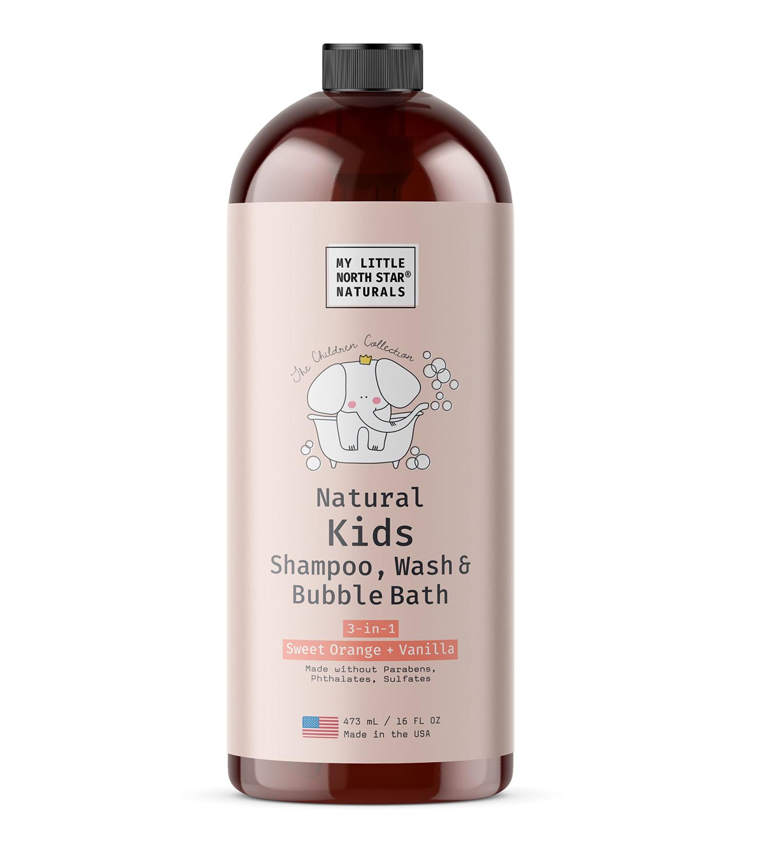 Kids 3-in-1 Shampoo Body Wash Bubble Bath - Made in USA, Sweet Orange Vanilla, Paraben & Sulfate Free - 16 Fl Oz - Buy Online on GoSupps.com