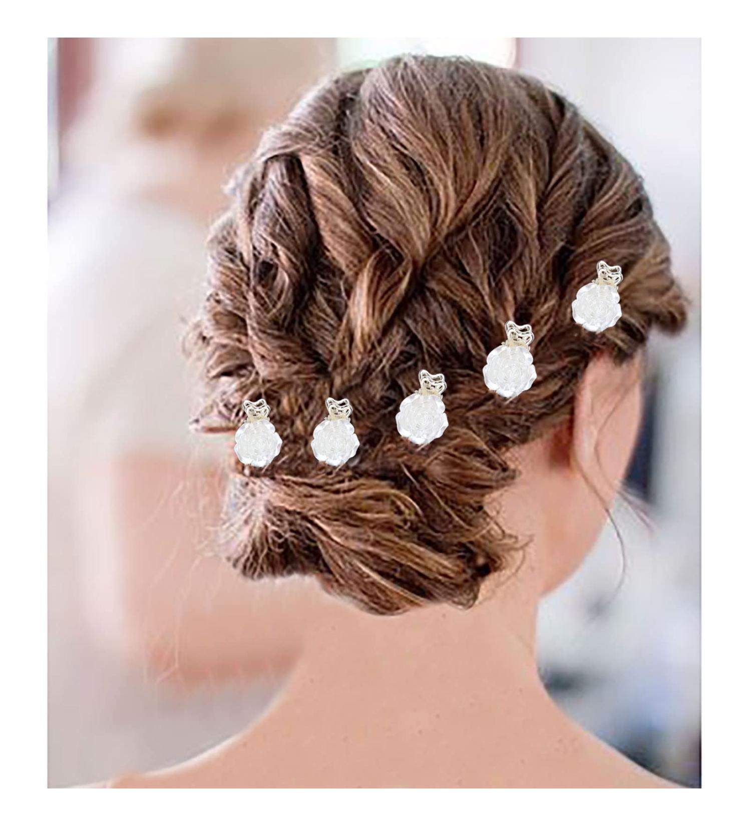 TseenYi Flower Wedding Hair Clip Vintage Rose Flower Claw Clip Bridal Headpiece Hair Clip Crystal Hair Pins Accessories Jewellery for Women Girls (White 1 Piece) - Buy Online on GoSupps.com