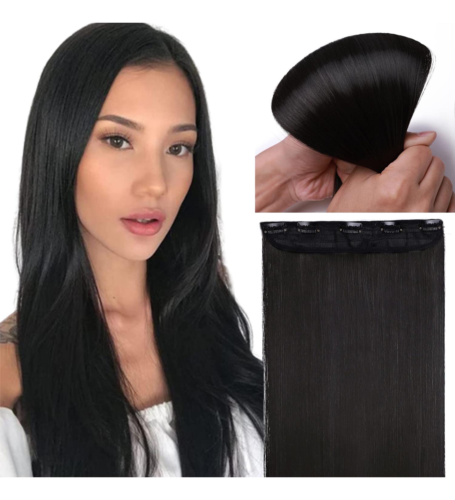 One Piece Half Head Synthetic Clip in Hair Extensions Ombre 5 Clips Long Straight Two Tone 30 Inch Natural Black - Buy Online on GoSupps.com