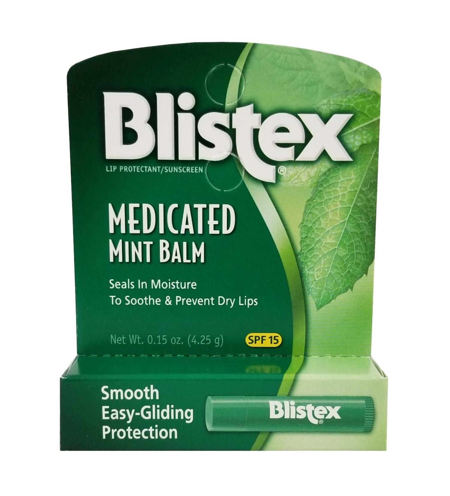 Blistex Medicated Mint Balm Lip Protectant/Sunscreen SPF 15 .15 oz (4.25 g) - 2pc
