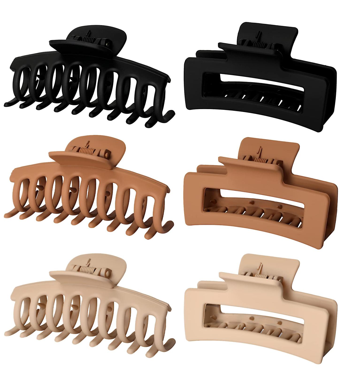 Vsiopy 6pcs 3.5 Inch Claw Clips for Thick & Thin Hair | Girls' & Women's Neutral Hair Accessories | Matte Square Hair Claws - Buy Online on GoSupps.com