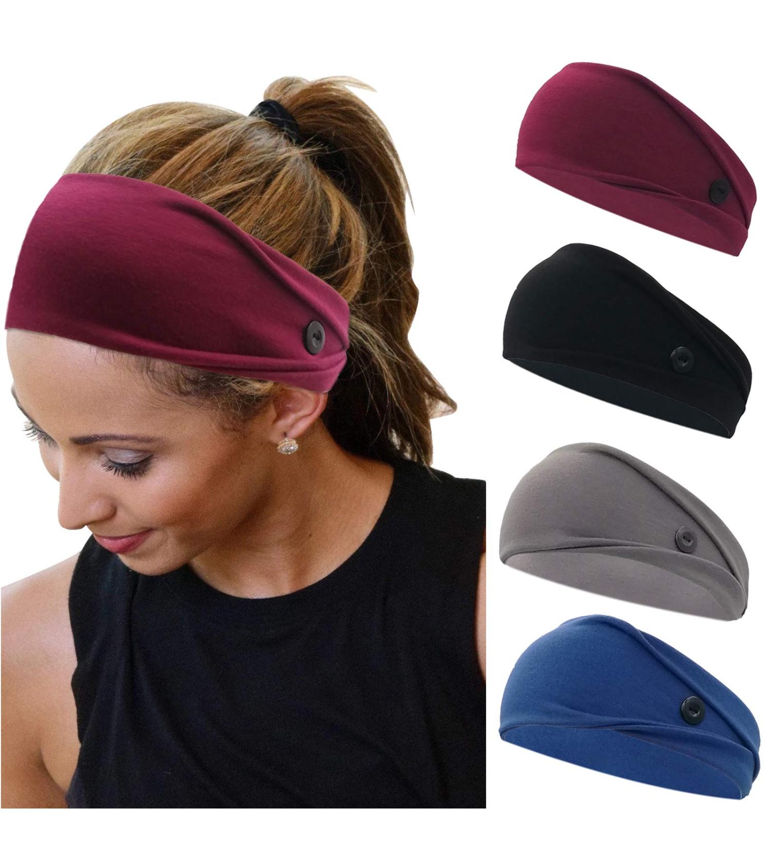 YONUF Women's Headbands with Button for Nurses & Doctors - Set of 4 Solid Colors - Buy Online on GoSupps.com