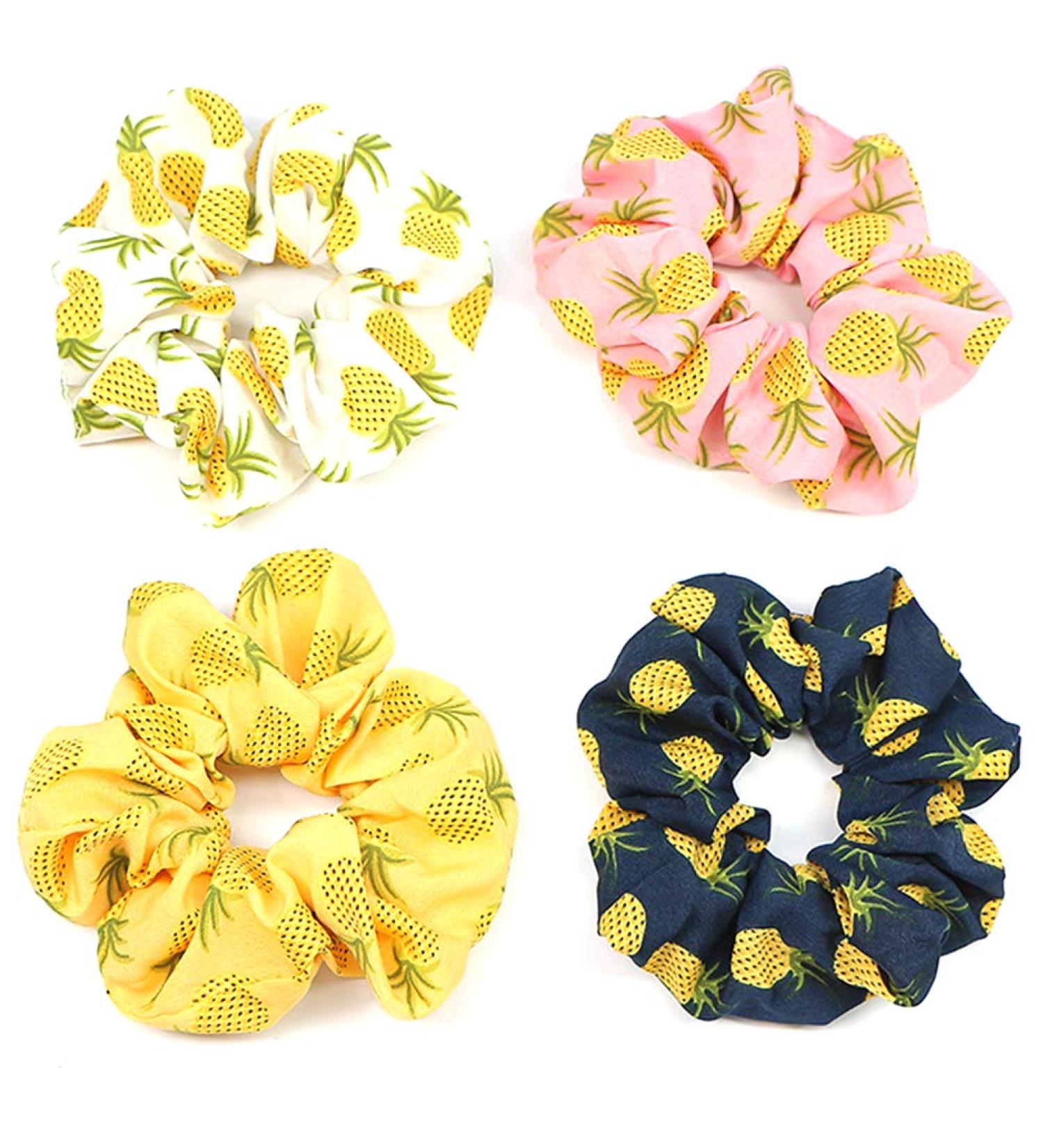 3 Pieces Set Elastic Pineapple Pattern Scrunchies | Stretchy Hair Rings for Girls - Random Colors - Buy Online on GoSupps.com