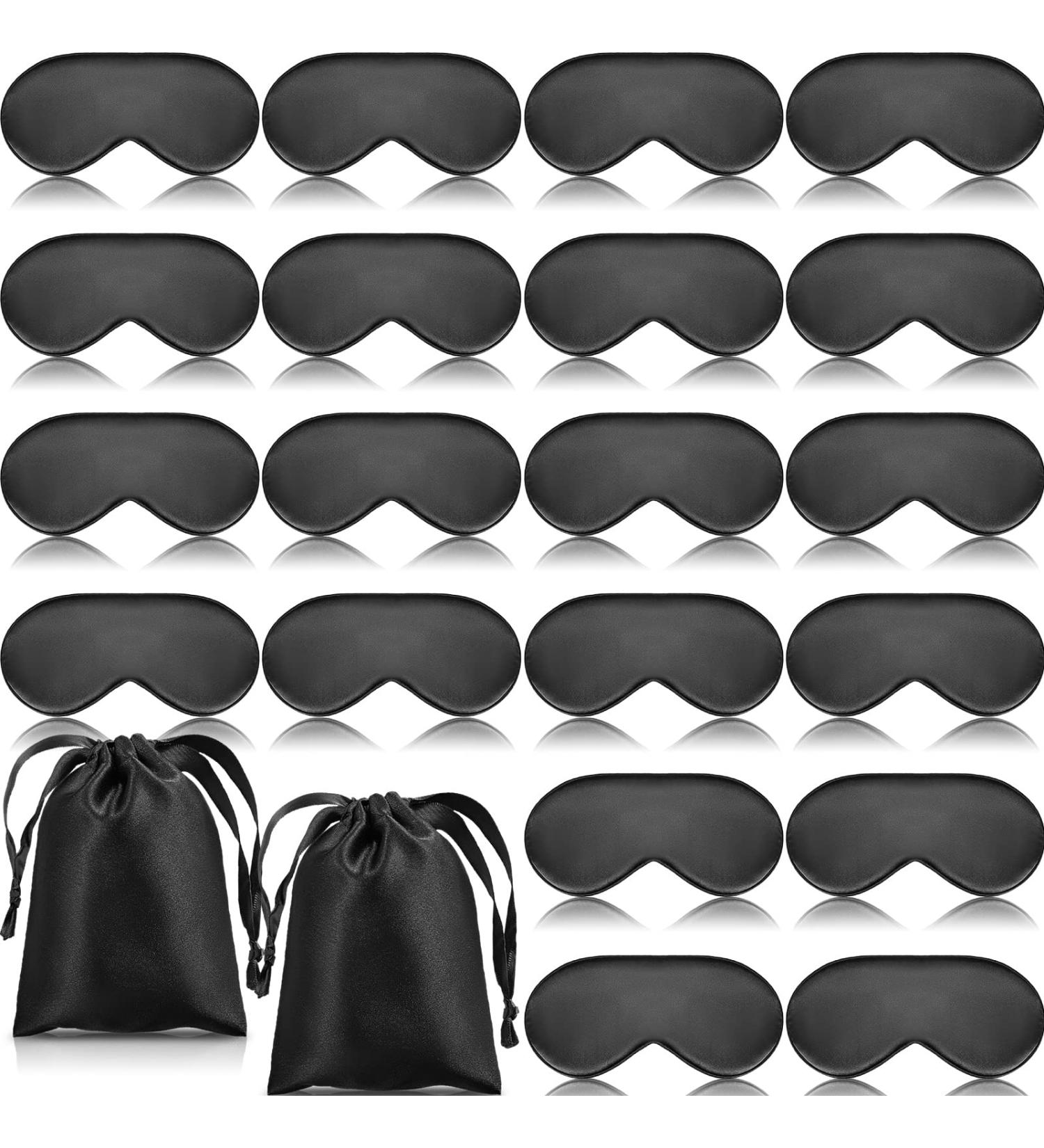 20-Piece Silk Sleep Mask with Adjustable Strap - Black Eye Cover for Women and Men | Ideal for Sleeping and Travel - Buy Online on GoSupps.com