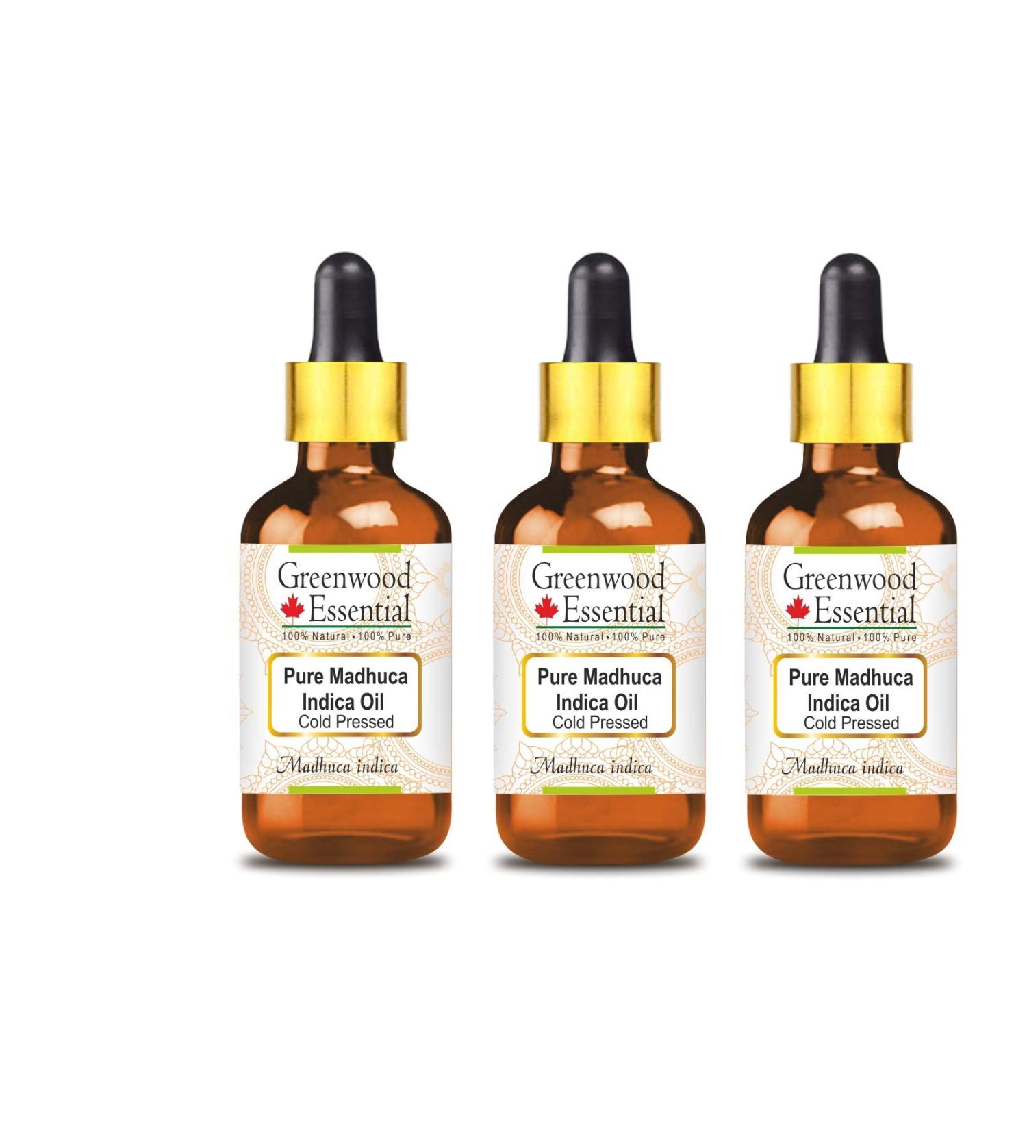 Greenwood Essential Madh ca Indica Oil - Cold-Pressed Natural Therapeutic Quality (Pack of 3 100ml) - Ideal for Skincare & Wellness - Buy Online on GoSupps.com