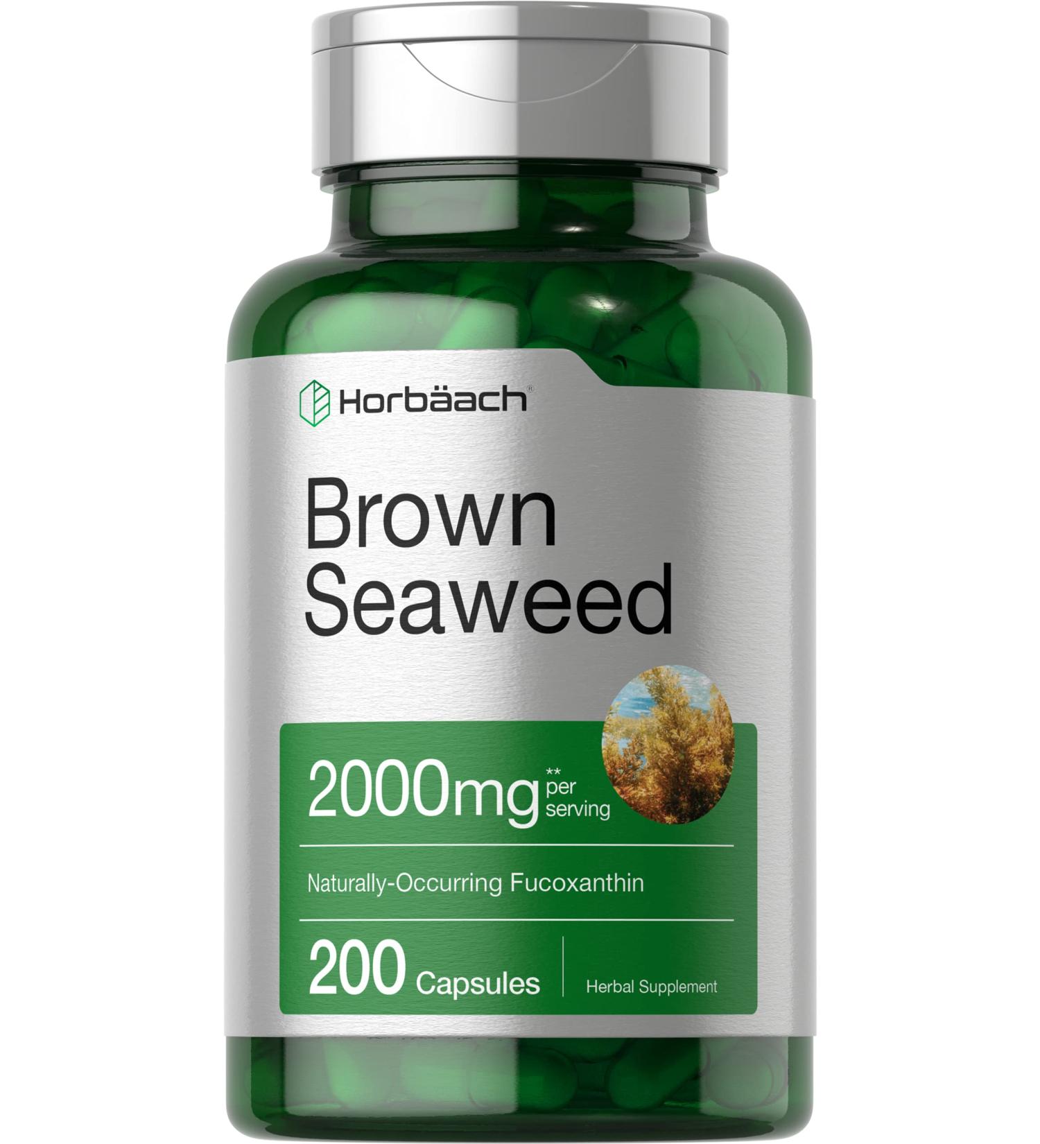 Horb ach Brown Seaweed Extract Capsules 2000mg | 200 Pills | Fucoxanthin Supplement | Non-GMO Gluten Free - Buy Online on GoSupps.com