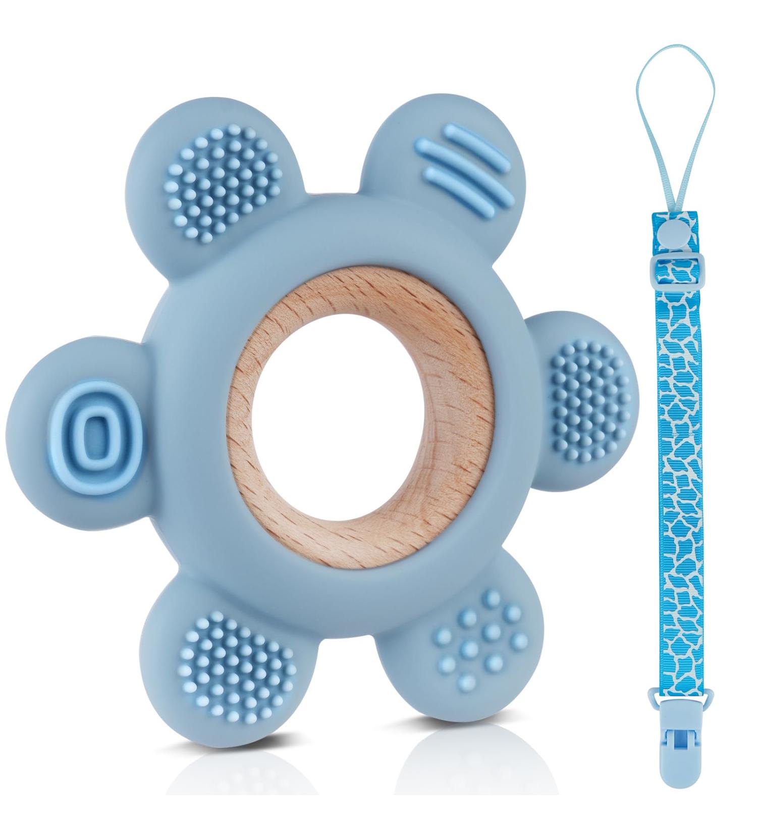 Vicloon Baby Teething Toy | BPA-Free Silicone Teether for Boys & Girls | Easy-to-Hold Rudder Design | Chewlery | Blue - Buy Online on GoSupps.com