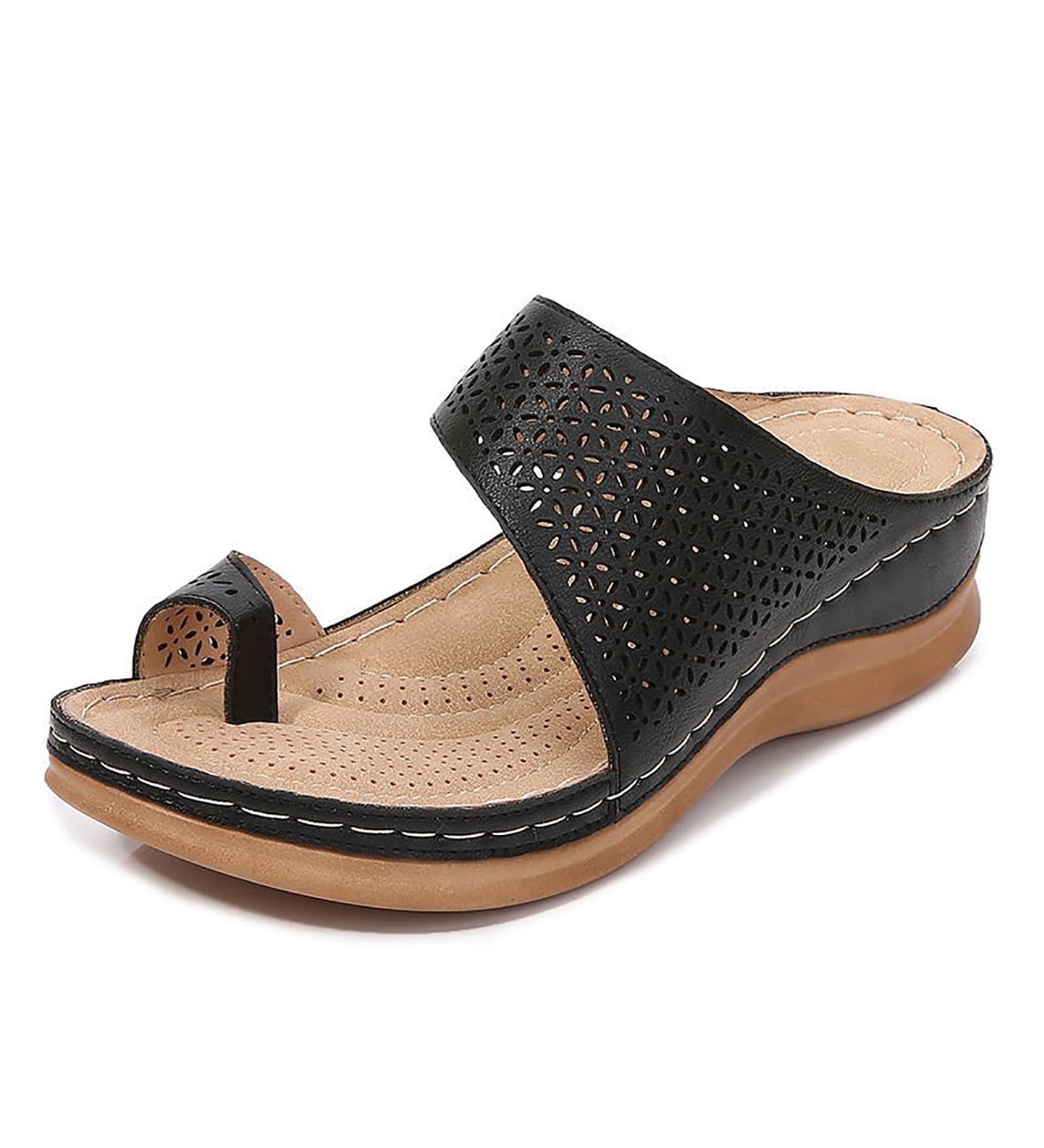 EEUK Women's Arch Support Orthotic Sandals - Black, Size 39 EU | Comfortable Platform Wedge & Flip Flops for Dressy/Casual Summer - Buy Online on GoSupps.com