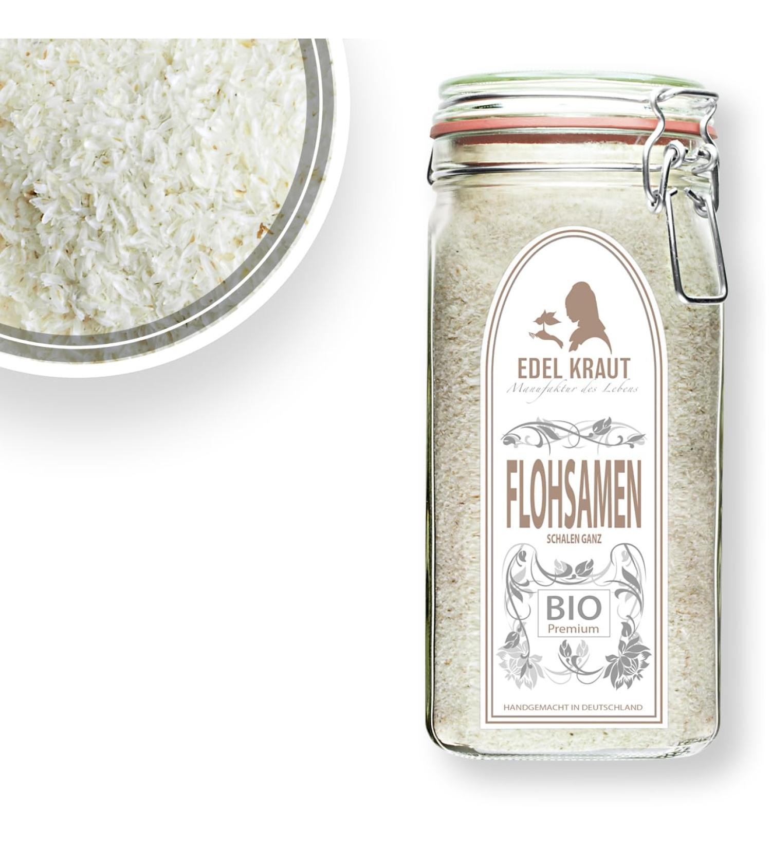 Premium Organic Psyllium Husk 400g in Mason Jar | Noble Herb - 100% Natural & Additive-Free Indian Psyllium Shells - Buy Online on GoSupps.com