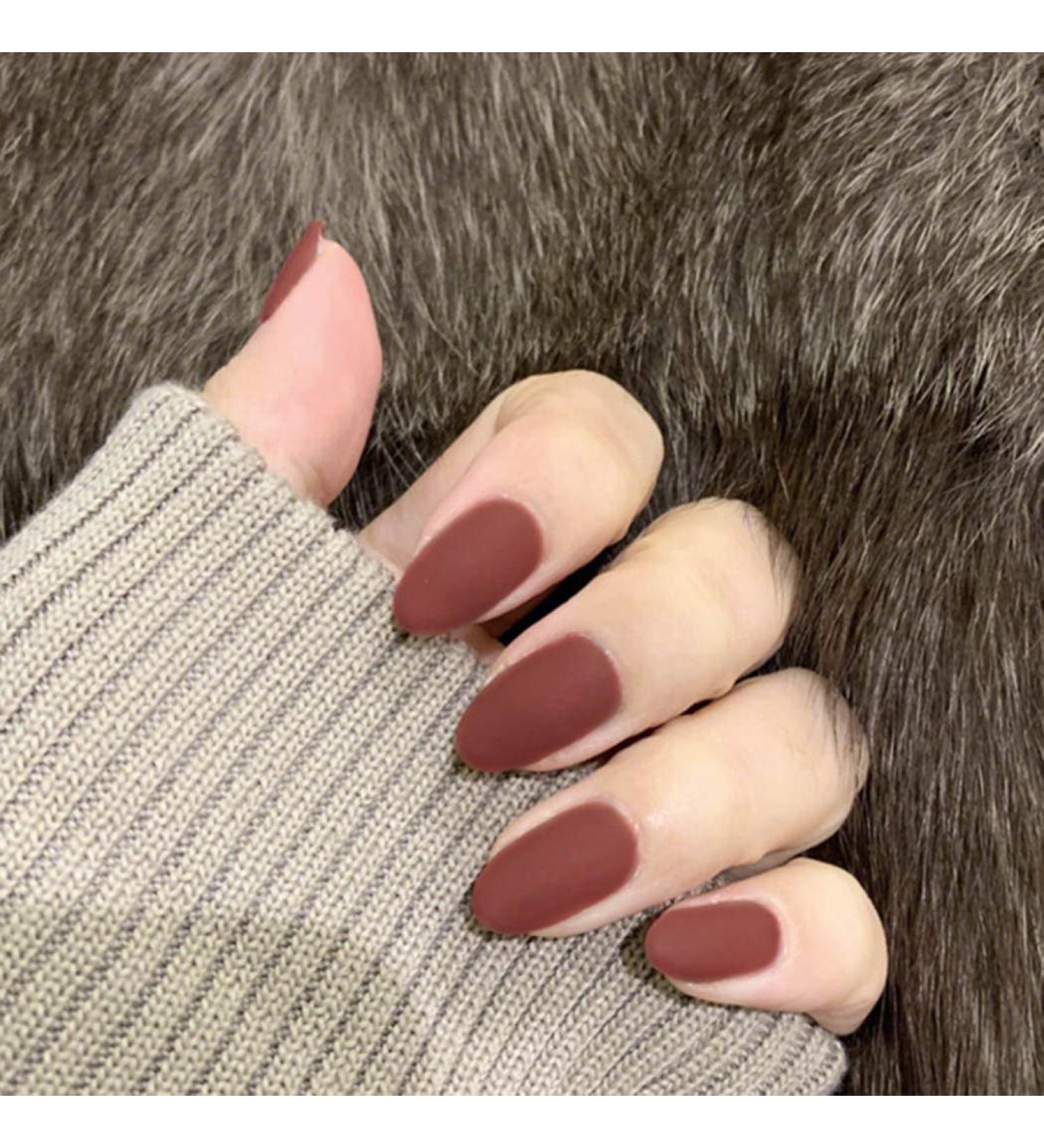 Shop Sethain Matte Oval False Nails - Orange Medium 24-Piece Press-On Nail Tips for Women & Girls - Complete Coverage - Buy Online on GoSupps.com