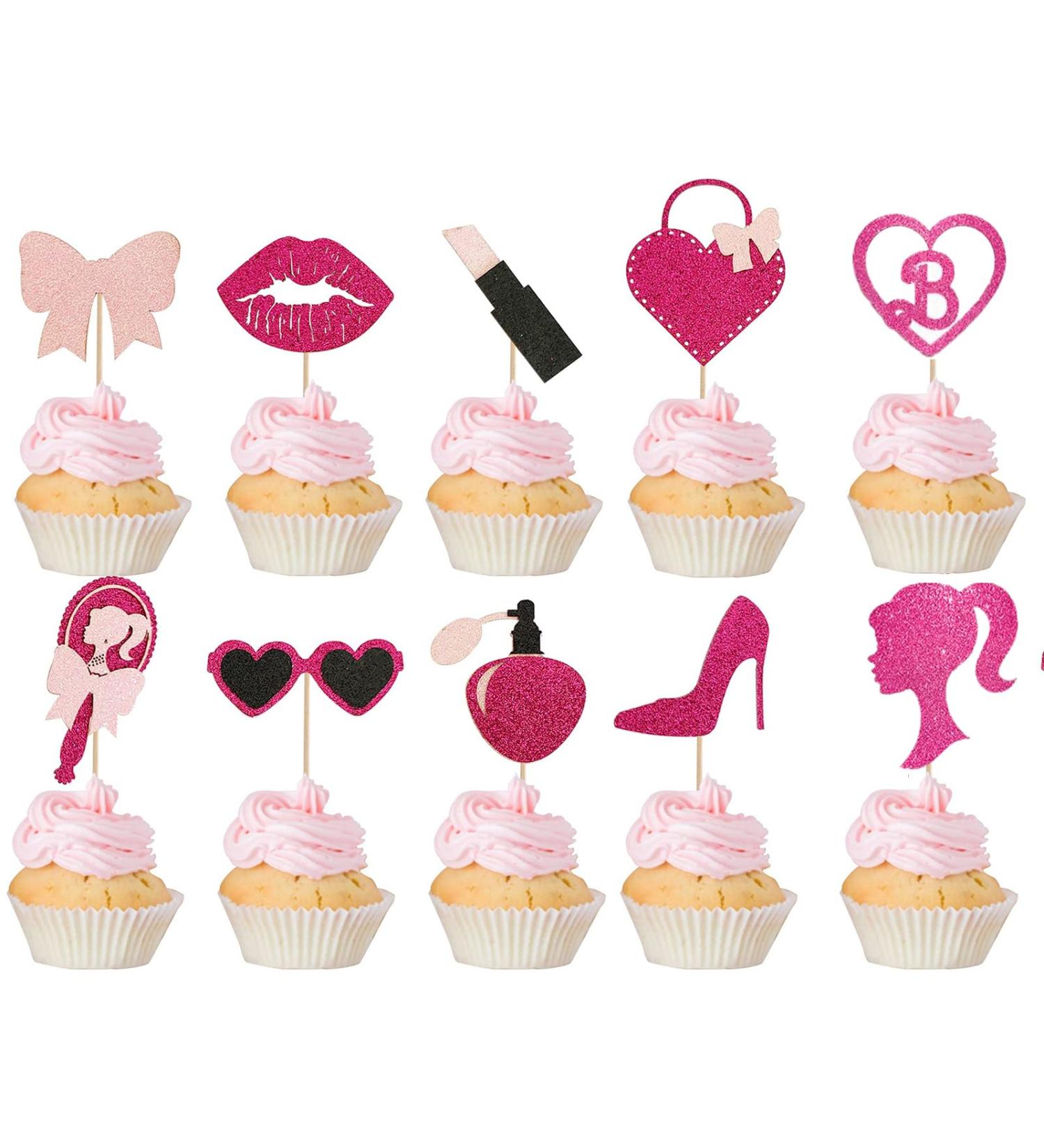 30Pcs Princess Hot Pink Cupcake Toppers and Pink Glitter Girls Cupcake Topper for Pink Girl Birthday Bridal Party Decorations Wedding Cake Decors 30pcs Pink Cupcake Toppers - Buy Online on GoSupps.com