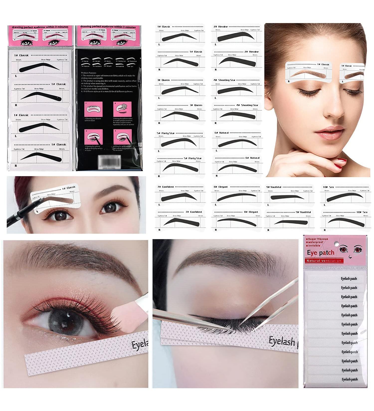 YLOIJO Eyeshadow Eyeliner Stencils Kit - 20 Sheets Makeup Template Stickers for Quick and Easy Eye Makeup - Variety of Shapes for Beginners - Reusable Template Pads - Buy Online on GoSupps.com