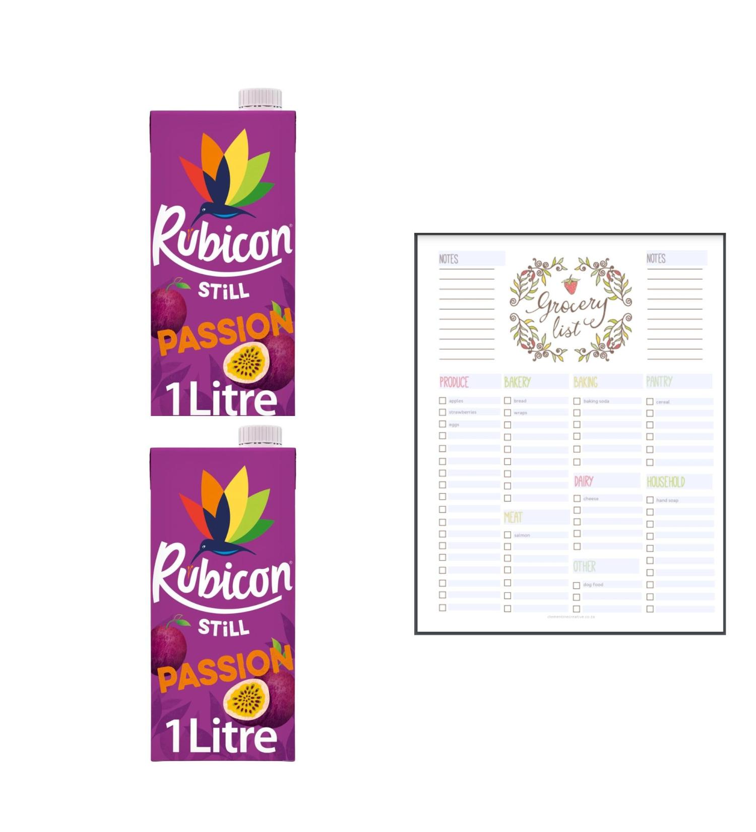 Carton Juice Bundle which Contains Rubicon Still Passion Juice Drink 1l - Pack of 2 with Grocery List Card - Buy Online on GoSupps.com