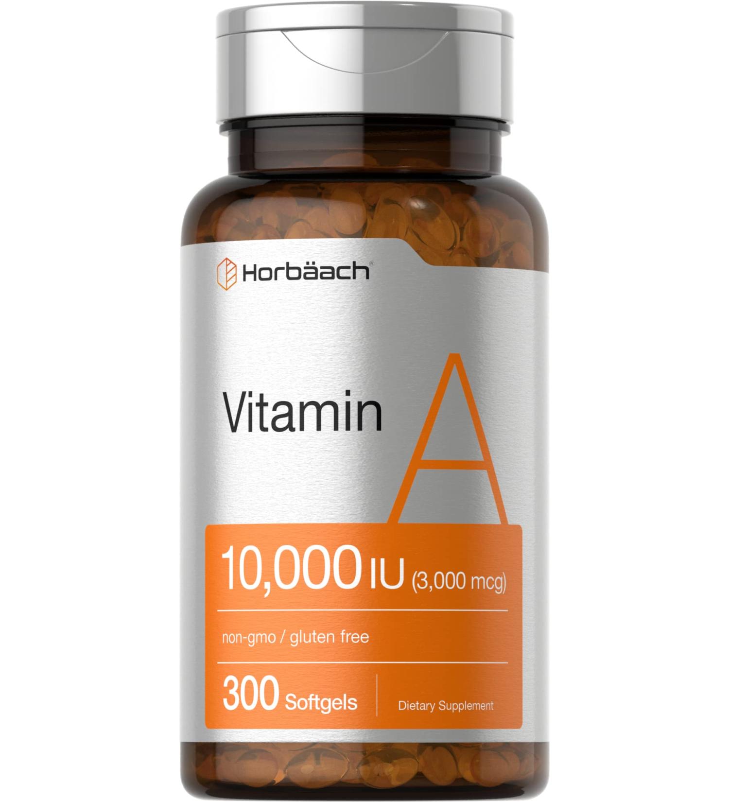 Horbaach Vitamin A 10000 IU Softgels | 300 Count Non-GMO Gluten Free Supplement - Buy Online on GoSupps.com