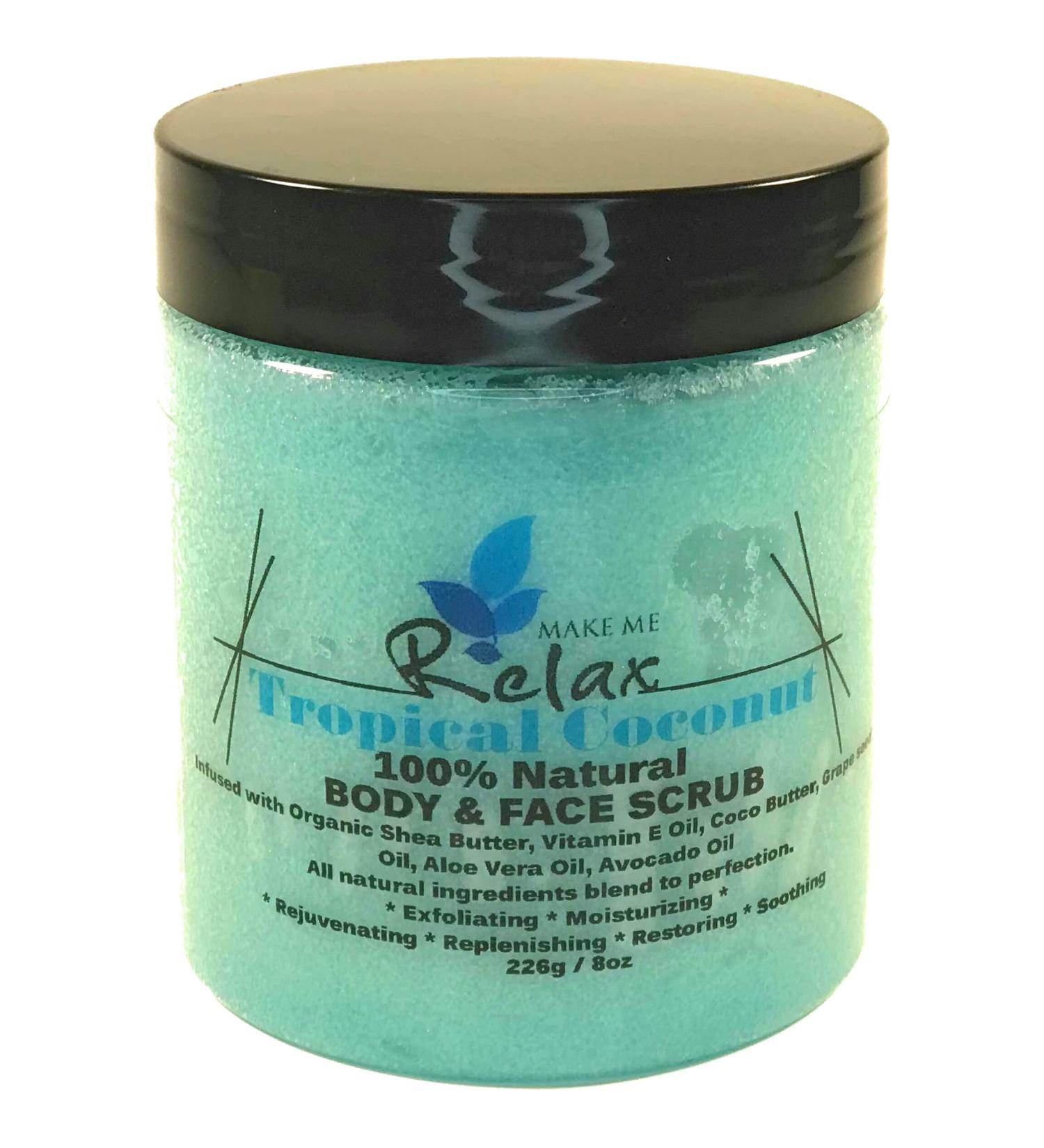 Tropical Coconut Sugar Scrub 8oz - Exfoliating Body & Face Scrub with Glove | International Shipping Available - Buy Online on GoSupps.com