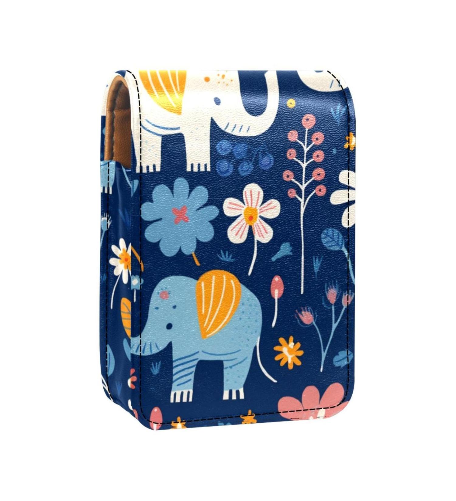 Travel Lipstick Organizer Case - Portable Makeup Bag with Mirror | Cute Elephant Design - Perfect for International Shipping - Buy Online on GoSupps.com