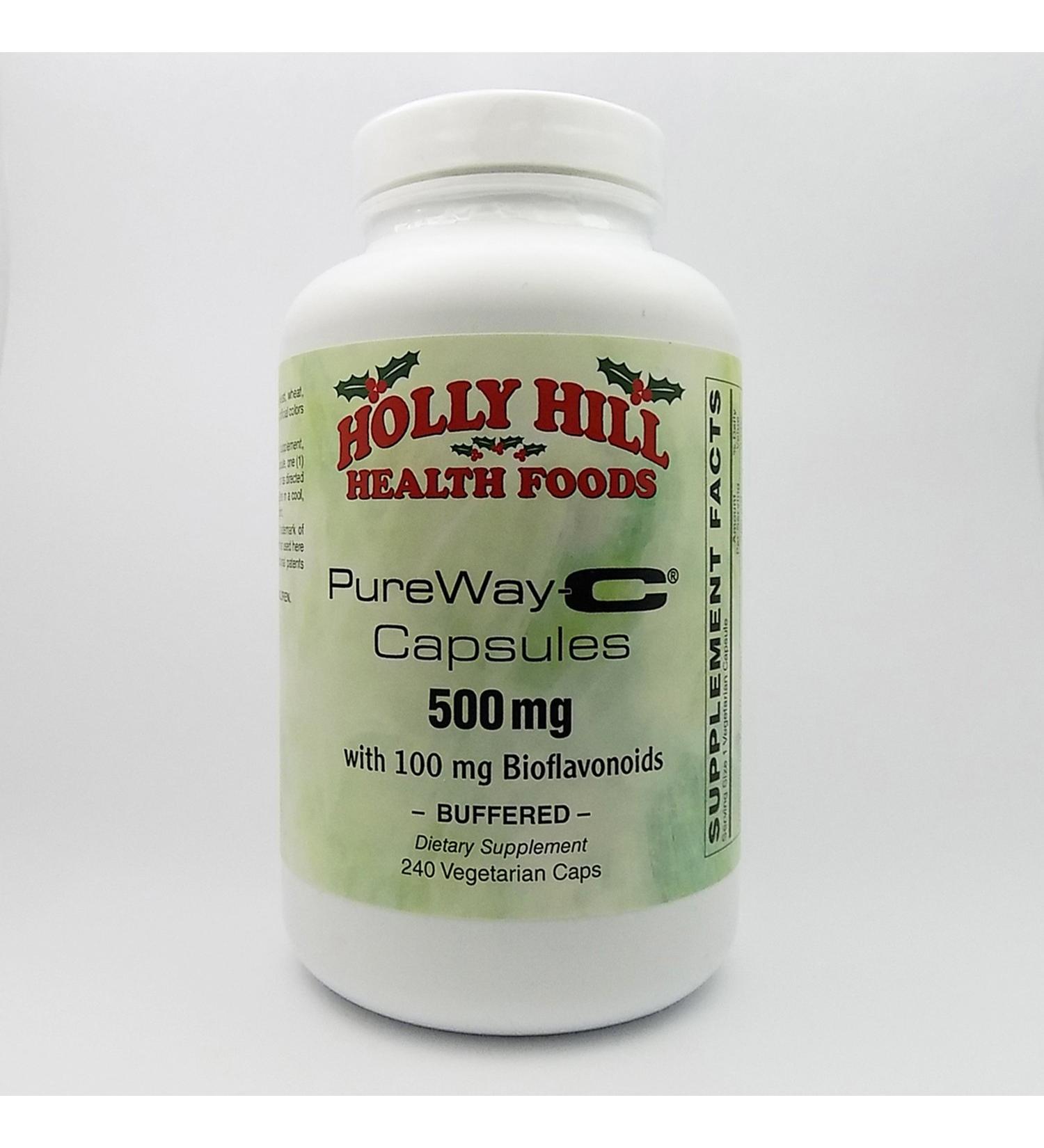 Holly Hill Health Foods PureWay-C 500 MG with 100 MG Bioflavonoids Buffered 240 Vegetarian Capsules (8 Month supply)