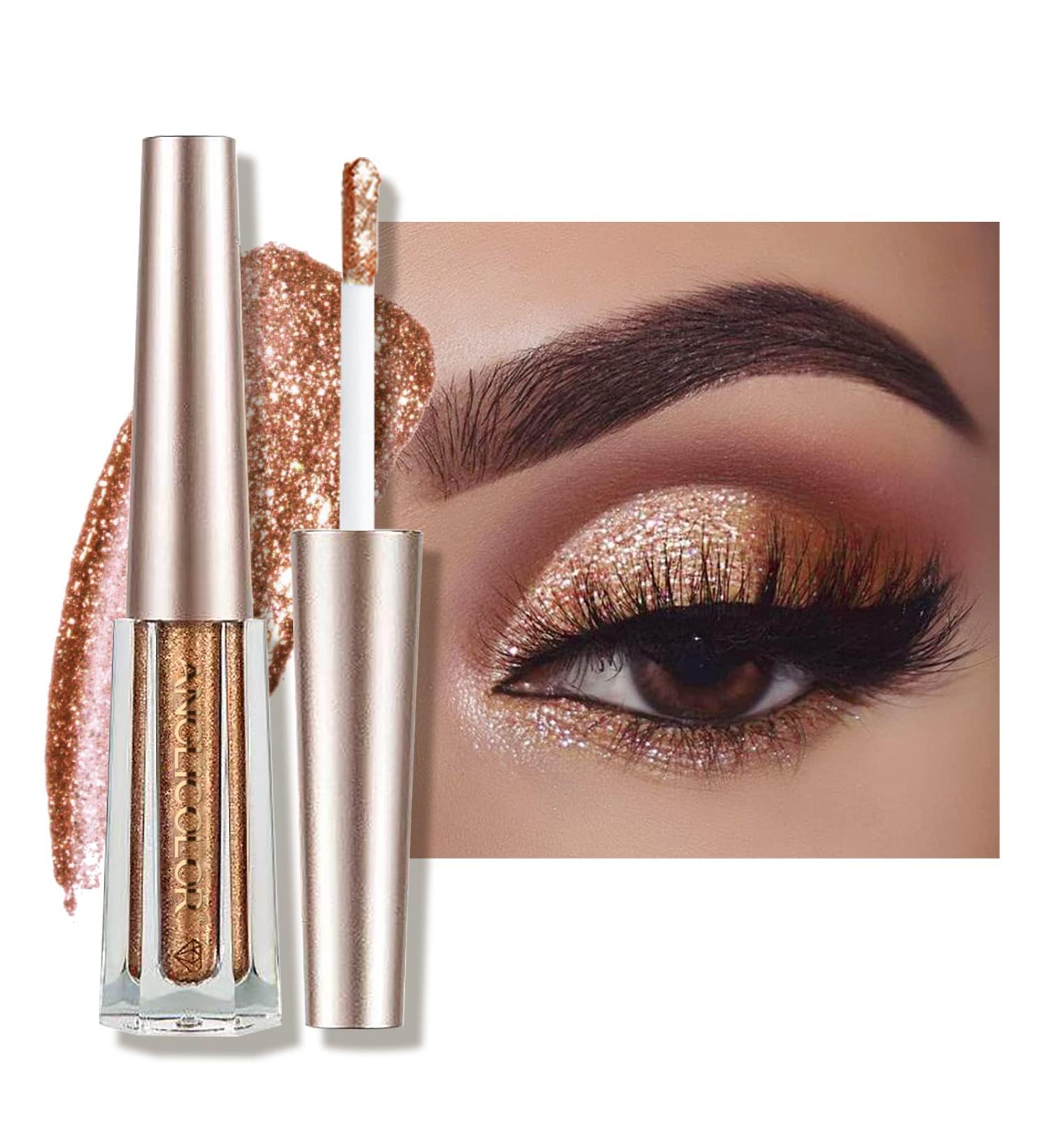 Anglicolor Glitter Liquid Eyeshadow - Highly Pigmented Vegan Makeup (#4 Bronze) - Buy Online on GoSupps.com