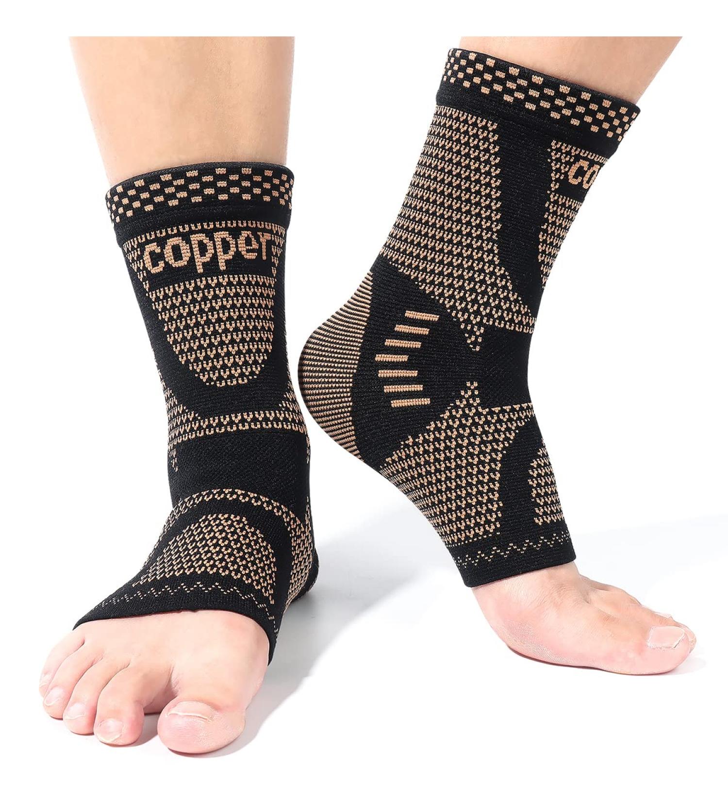 Copper Infused Compression Ankle Brace for Men & Women - Pain Relief & Protection for Plantar Fasciitis, Sprained Ankle, Achilles Tendonitis - Size Medium - Buy Online on GoSupps.com