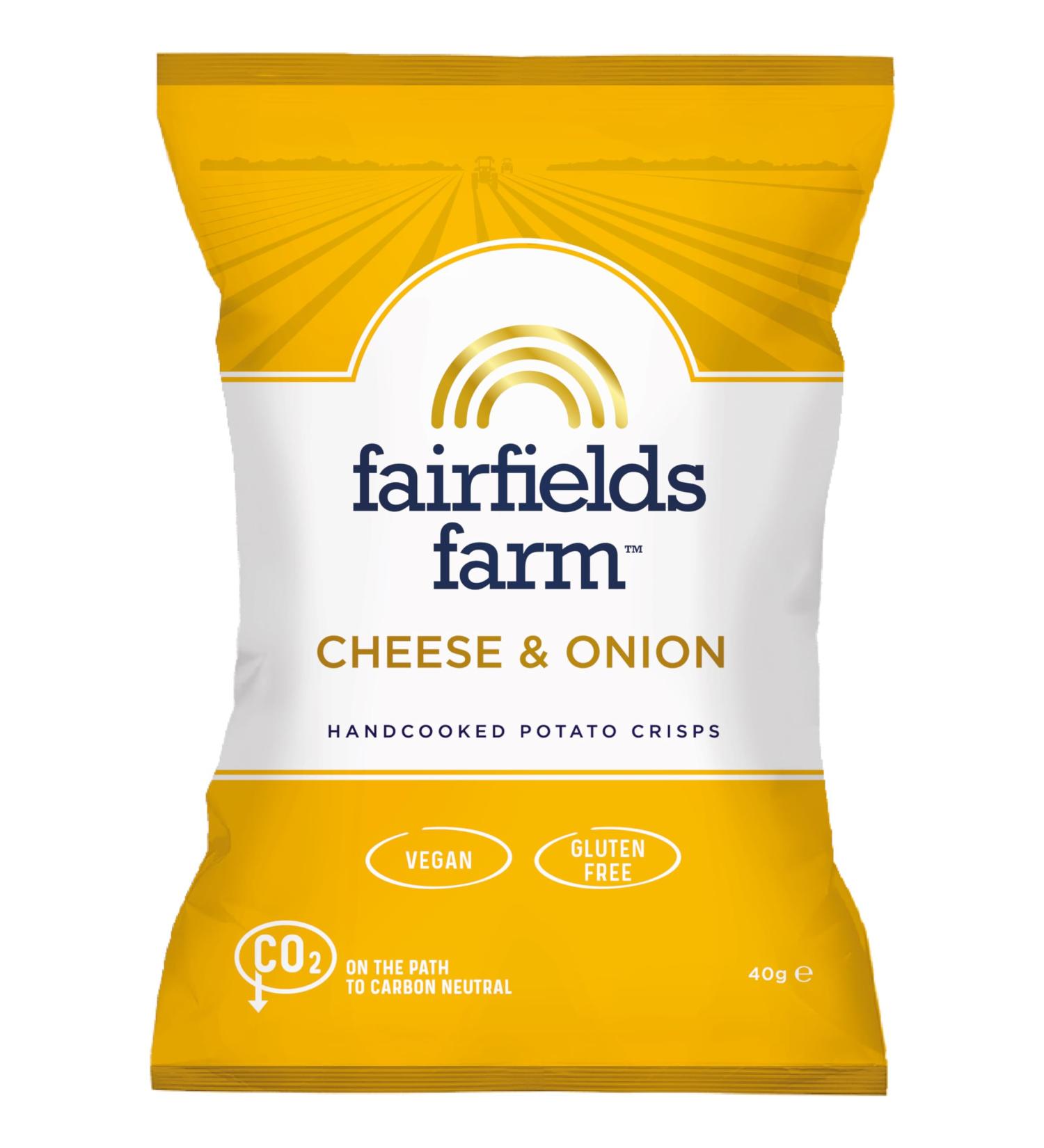 Fairfields Farm Crisps Cheese & Onion Hand Cooked Potato Crisps 40g | Pack of 10