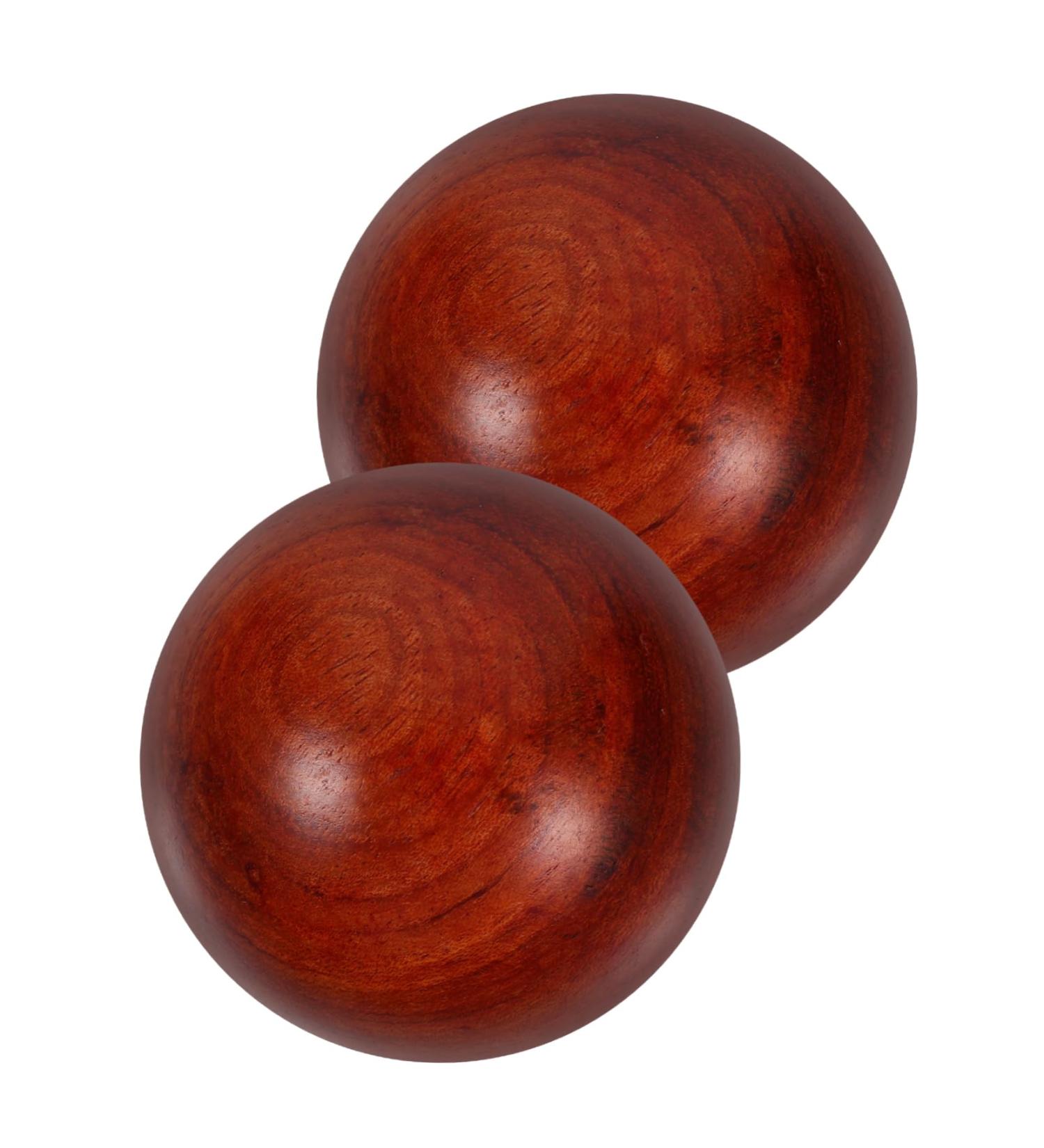 Kombiuda 2 Wooden Trade Manual Massage Balls - Health Exercise Toy - Baoding Stress Relief Bamboo Balls for Hand Muscle Stretching (5x5cm) - Buy Online on GoSupps.com