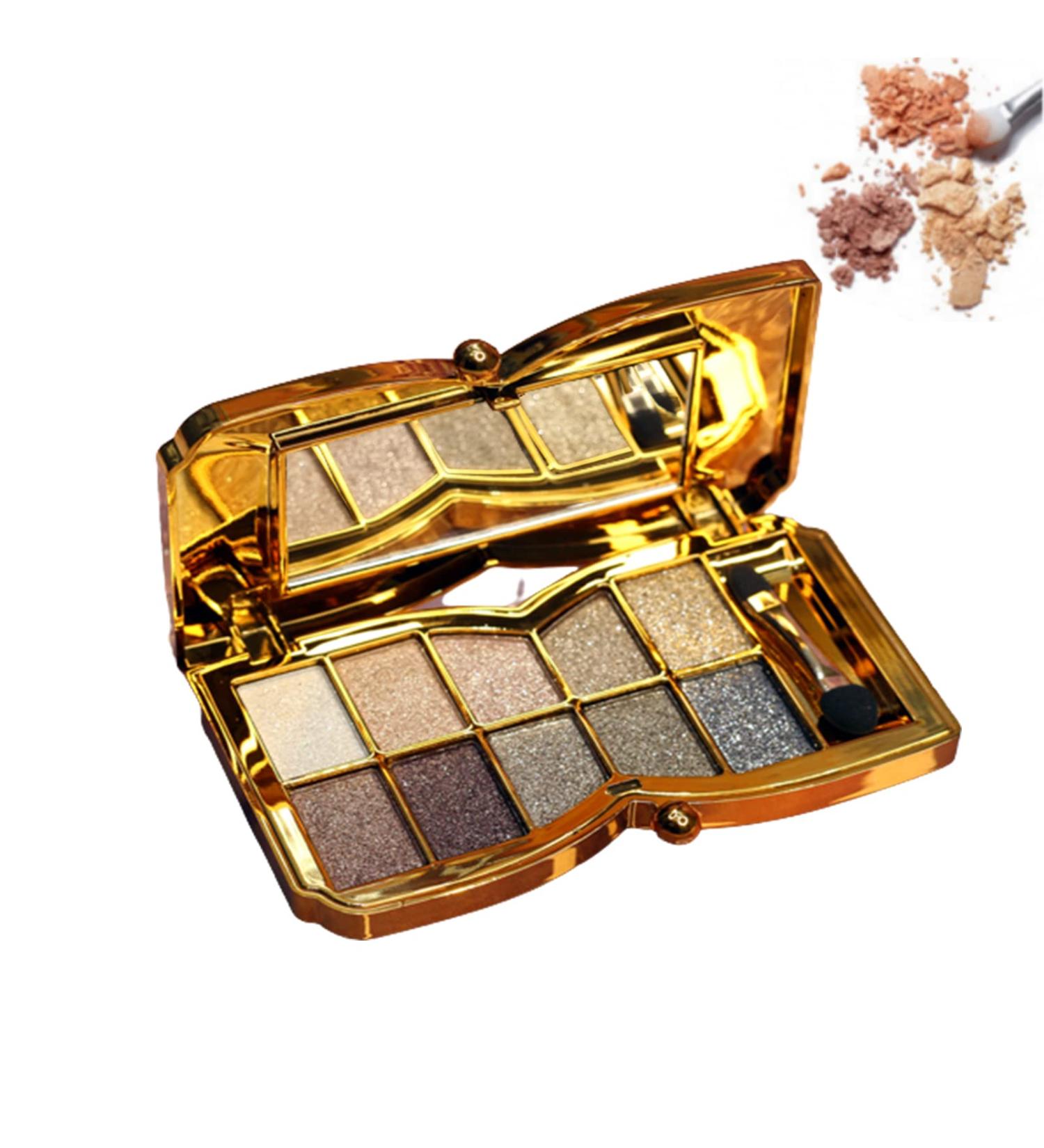 10 Color Glitter Eyeshadow Palette - Highly Pigmented, Long Lasting, Waterproof - Professional Nude Makeup Set for Women - Buy Online on GoSupps.com