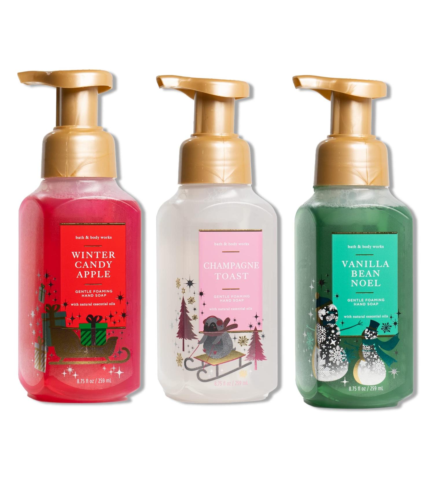 Bath & Body Works Holiday Trio Gentle Foaming Hand Soap Set - Winter Candy Apple Vanilla Bean Noel Champagne Toast - Shop Internationally - Buy Online on GoSupps.com