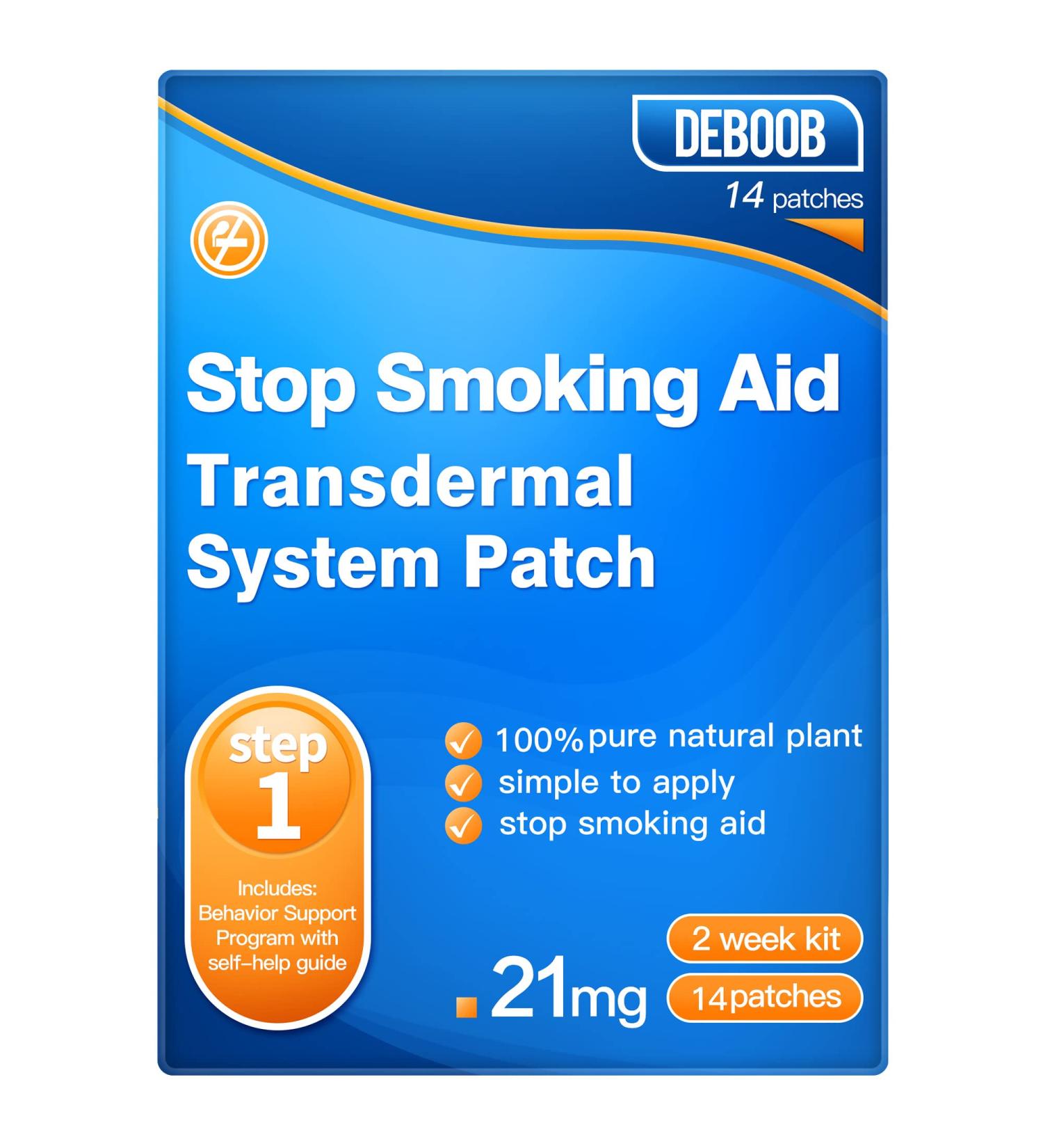Quit Smoking Patch Step 1 - 14 pcs, 21mg Easy & Effective Stop Smoking Aids - 2 Week Smoking Cessation Program - Buy Online on GoSupps.com