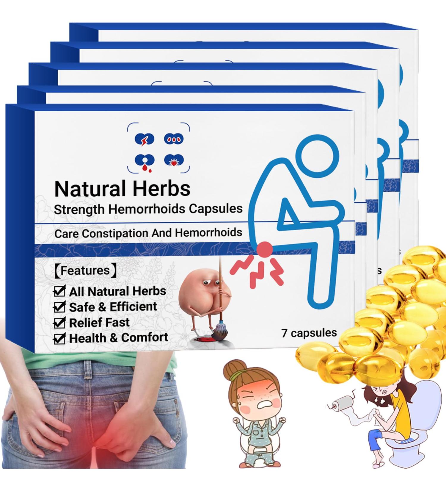 Heca Natural Herbal Hemorrhoid Relief Capsules - 5 Boxes (35 pcs) - Buy Online on GoSupps.com
