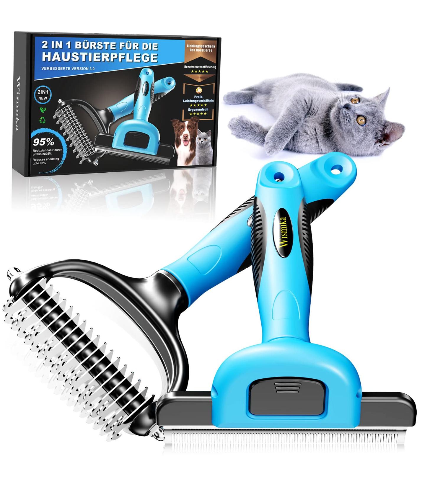 Professional 2-in-1 Cat & Dog Brush - Underwool Brush for Medium & Long Hair | Stainless Steel Comb for Cats & Dogs | International Shipping - Buy Online on GoSupps.com