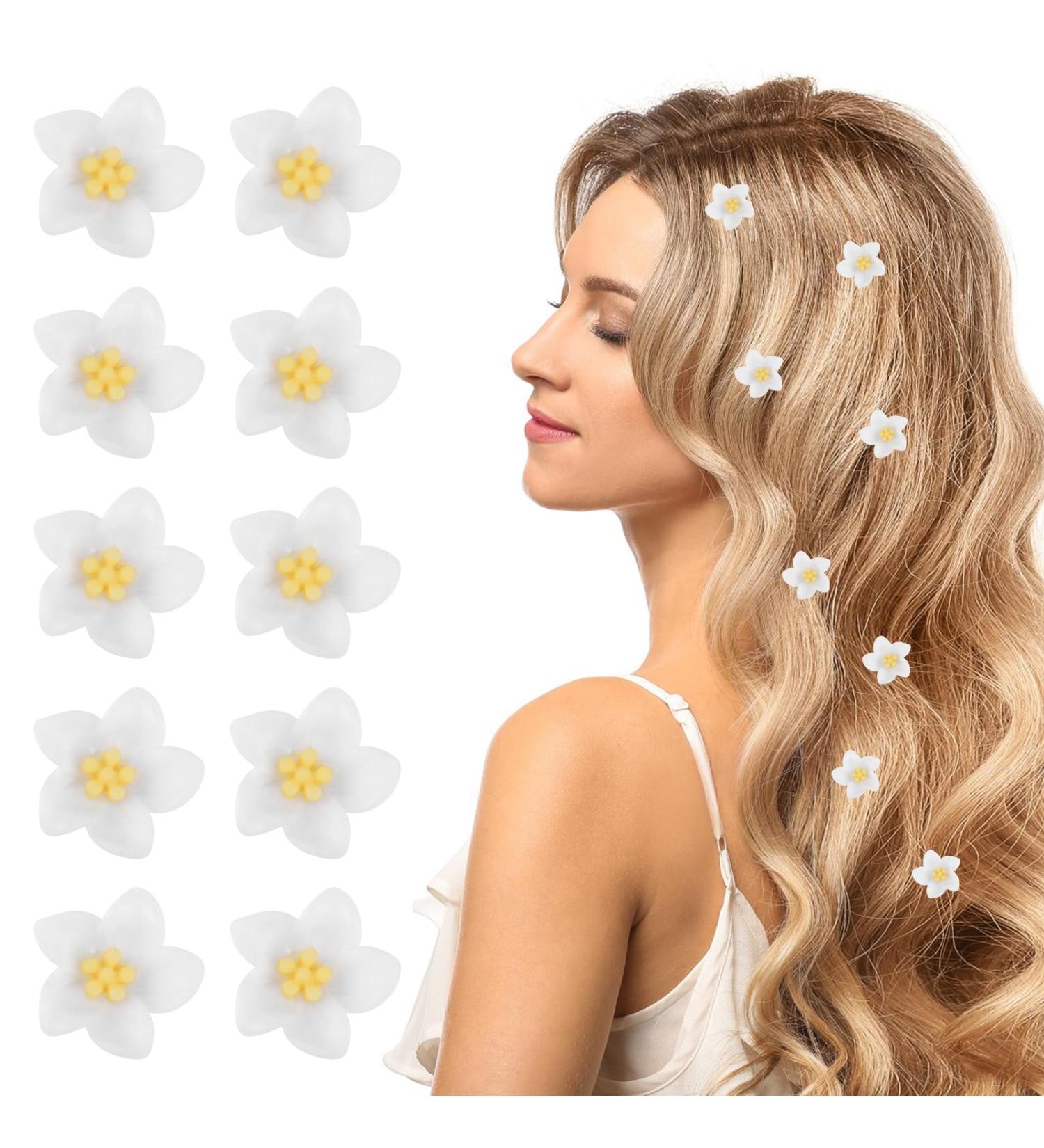 Ouligay 20 Pcs White Flower Hair Clips - Mini Floral Hair Accessories for Weddings & Women - Buy Online on GoSupps.com