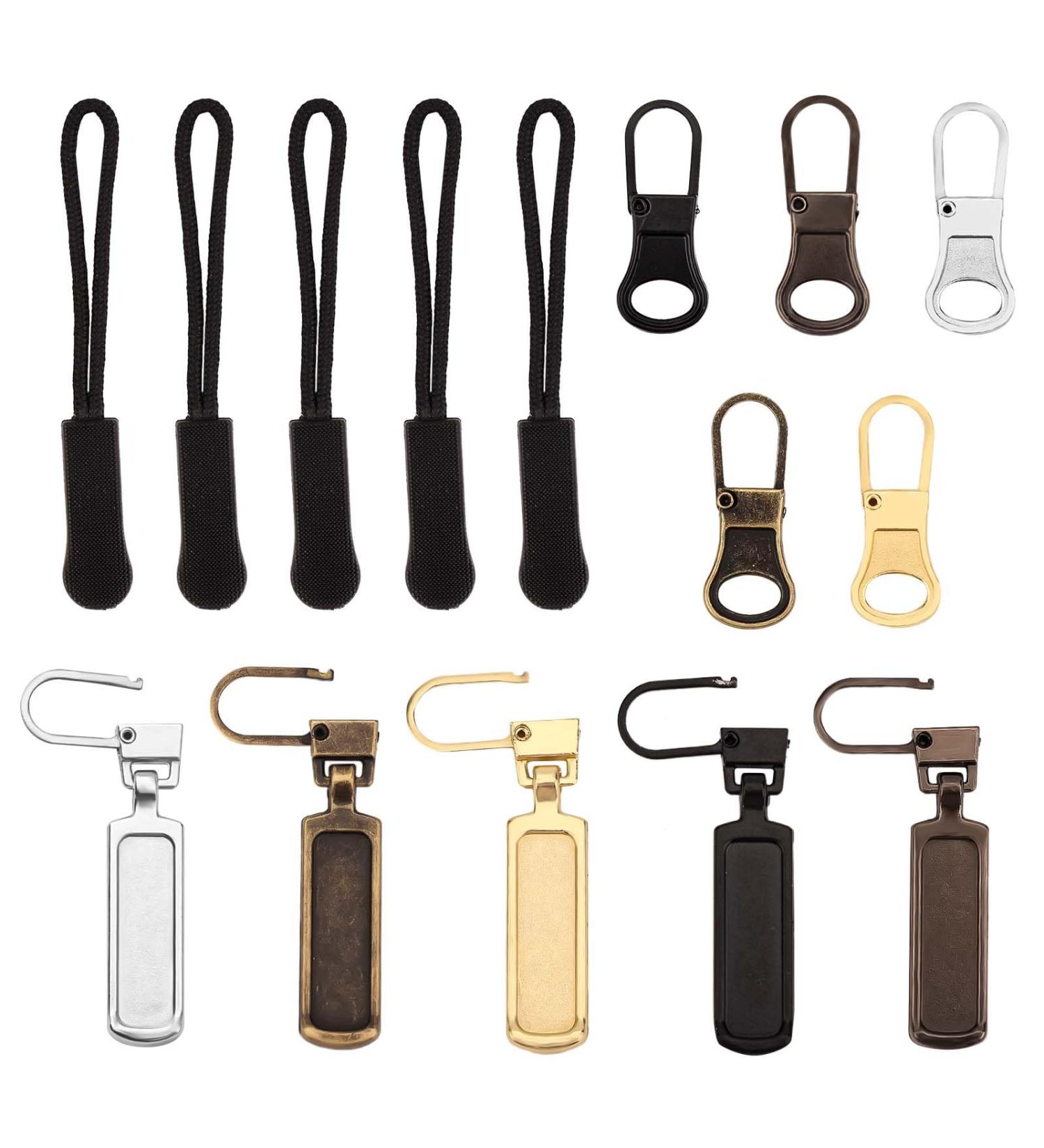 15-Piece Zipper Pull Replacement Set | Extrolance Zipper Tappers for Backpacks Jackets Luggage & Handbags - 3 Designs 5 Colors - Buy Online on GoSupps.com