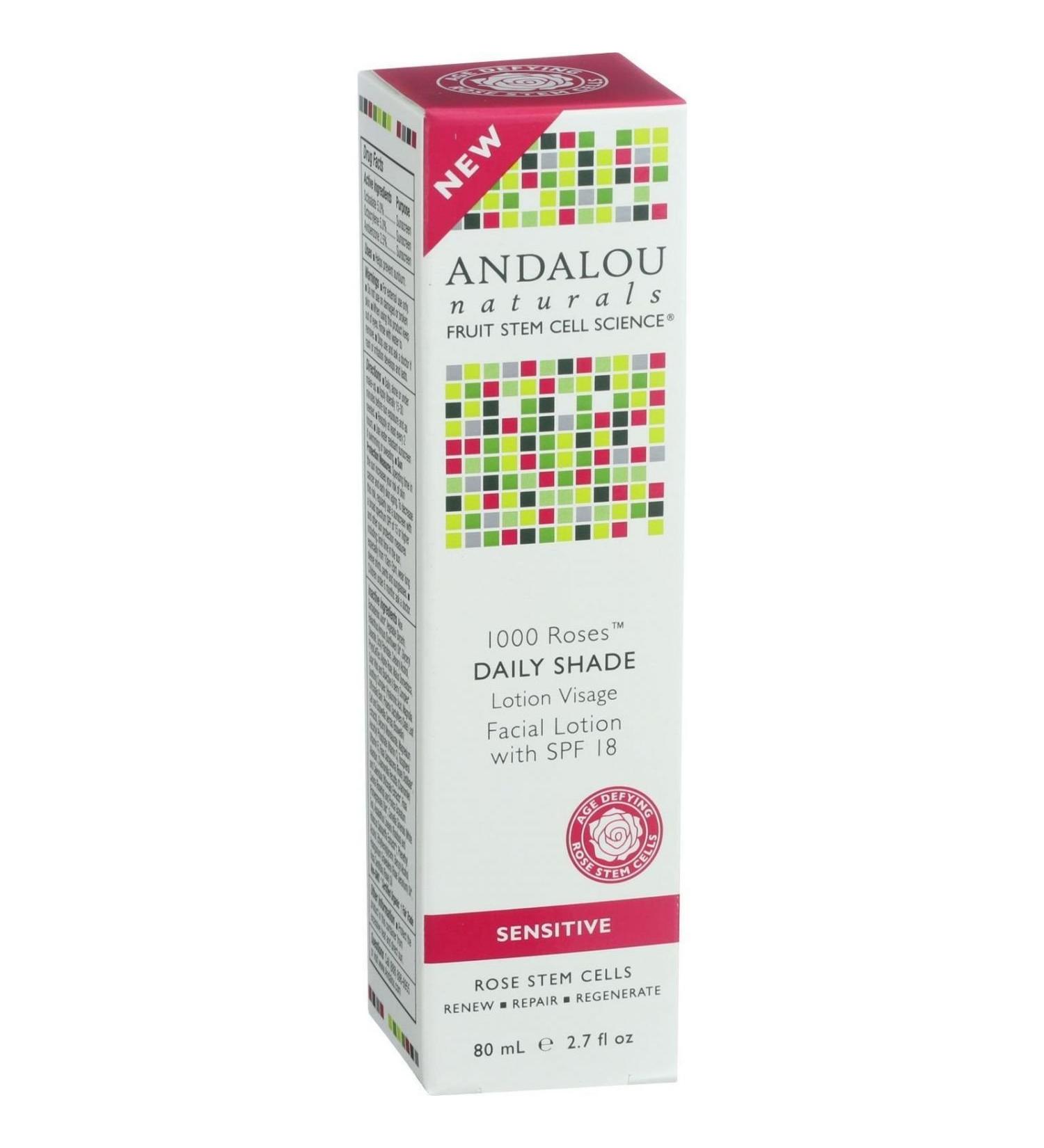 Andalou Naturals Facial Lotion - 1000 Roses - Daily Shade SPF 18 - 2.7 oz