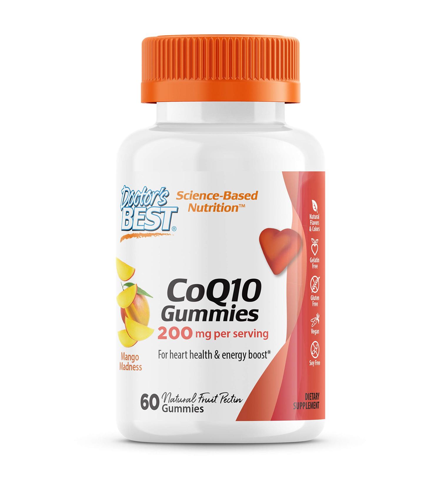 Doctor's Best CoQ10 Gummies 200mg - Heart Health Support, Energy Boost, 60 Count - Buy Online on GoSupps.com