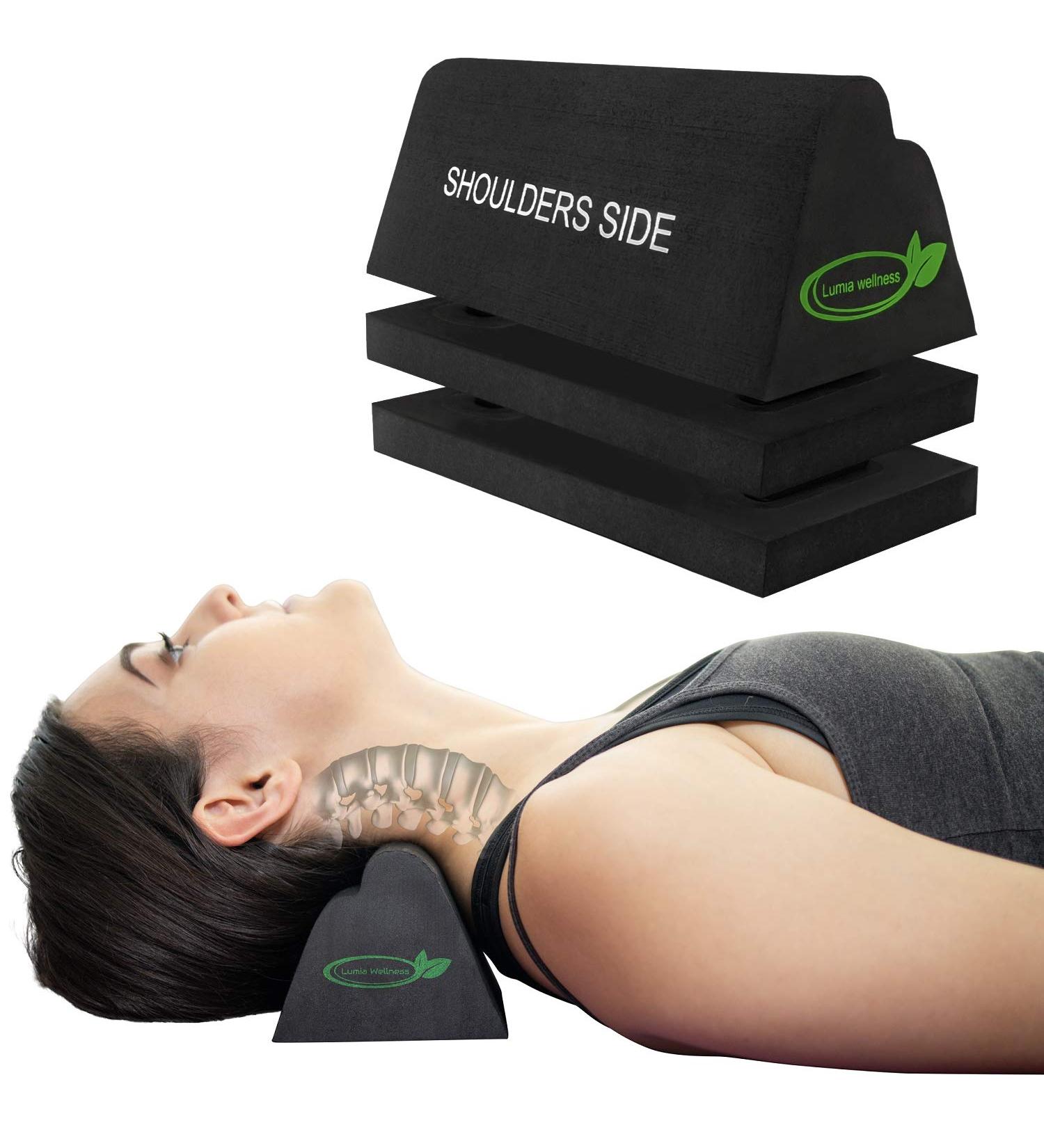 Lumia Wellness Cervical Orthotic Traction Block | Firm | 3-Height Adjustable Design for Spinal Alignment | Cervical Traction Device & Neck Stretcher - Buy Online on GoSupps.com