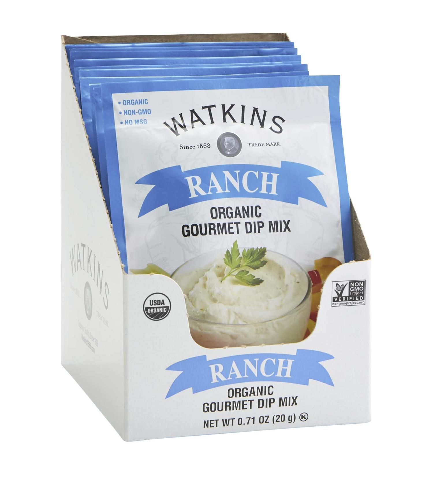 Watkins Organic Gourmet Ranch Dip Mix - 12 Packets of 0.71 oz | International Shipping Available - Buy Online on GoSupps.com