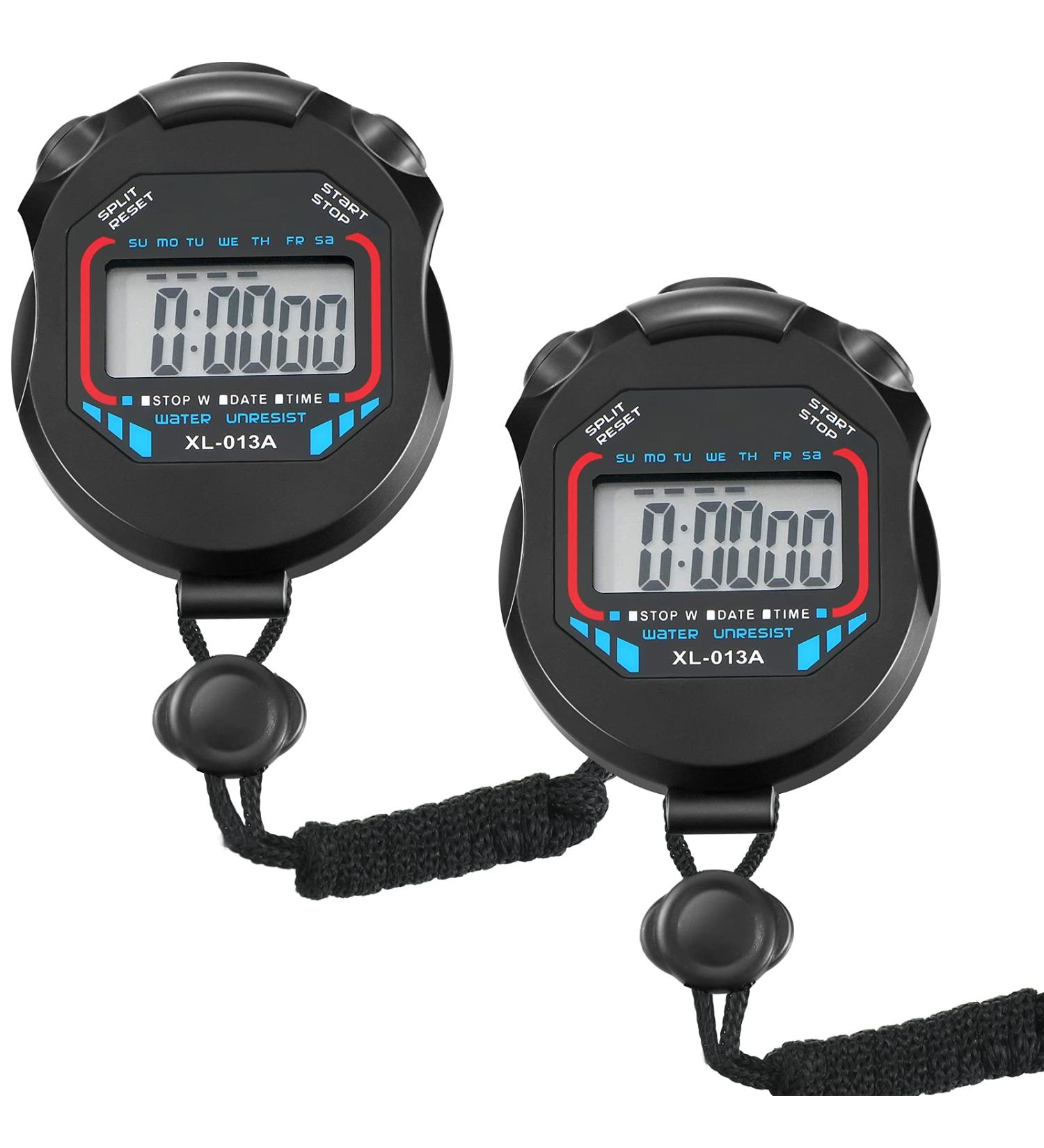 Digital Stopwatch Timers Sports Stopwatch Water Resistant Stopwatch Hand Held LCD Chronograph with Date  Time and Alarm Function for Sports Fitness Trainers and Referees Use 2 - Buy Online on GoSupps.com